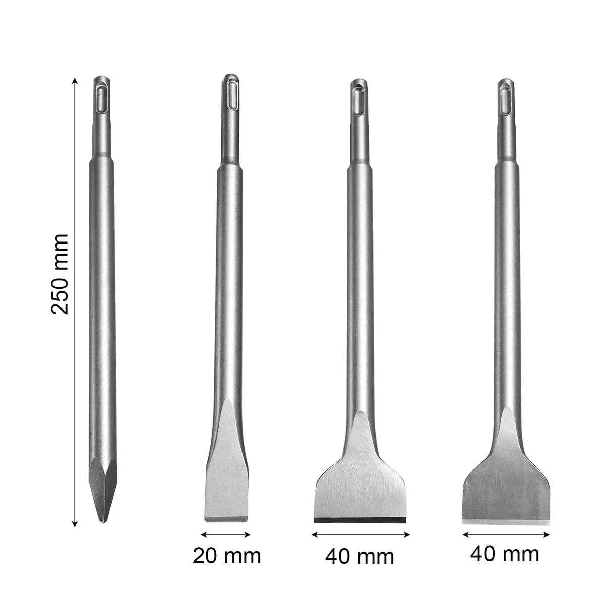 HPMAISON SDS Plus, set di 4 scalpelli SDS Plus, con scalpello per piastrelle, set per pietra e cemento, confezionato in una scatola girevole