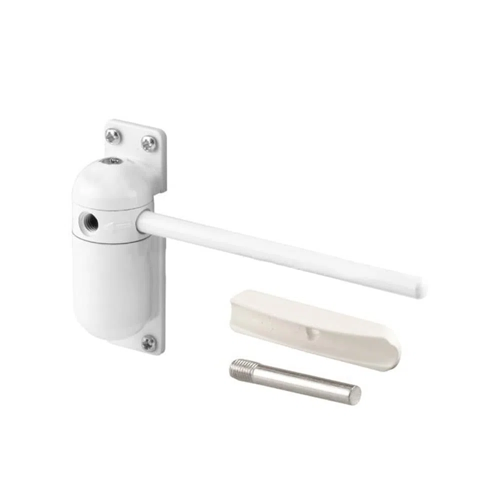 Chiudiporta a molla, chiudiporta automatico a molla per porte interne, chiusura automatica della porta con asta di regolazione e viti per peso della porta 10-60kg (bianco)