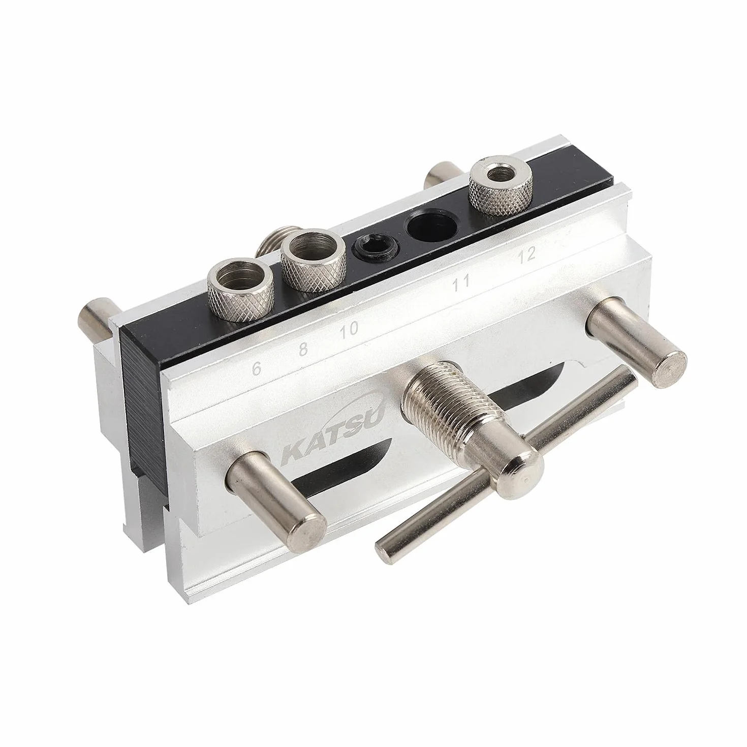 KATSU Kit Maschera di Centraggio Autocentrante, Misure Metriche, Guida per la Perforazione del Foro Strumento di Localizzazione del Posizionatore per la Lavorazione del Legno per Legni Spessi 105408
