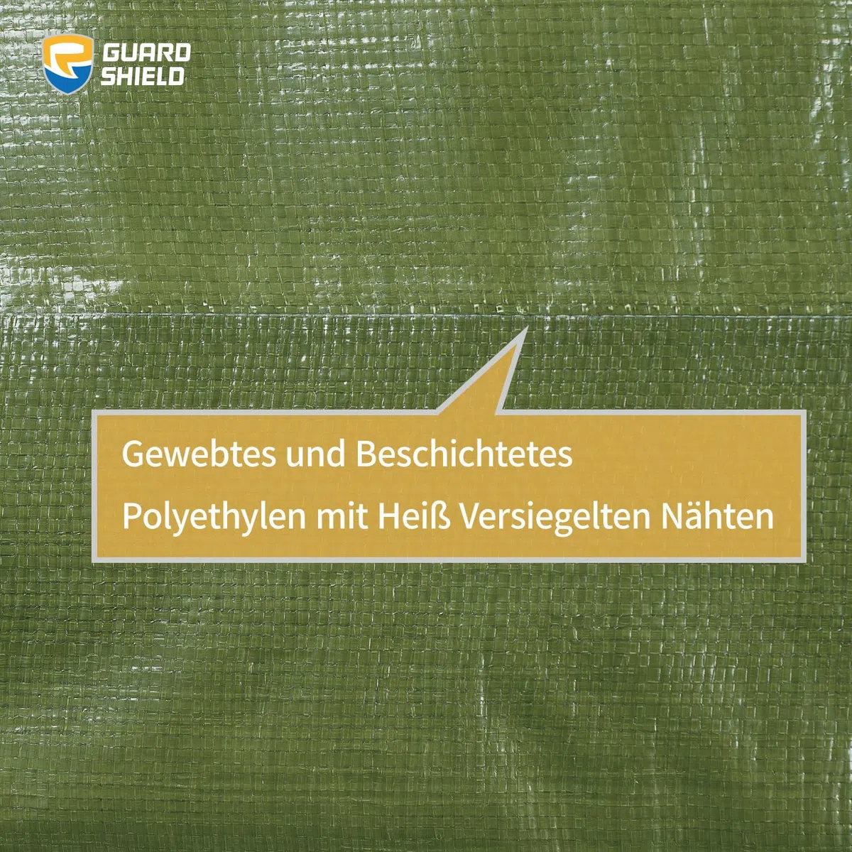 GUARD SHIELD Telo da copertura in tessuto con occhielli 2x2m 160g/m² Verde – Telo protettivo universale, impermeabile, resistente allo strappo, stabilizzato ai raggi UV, resistente alla muffa