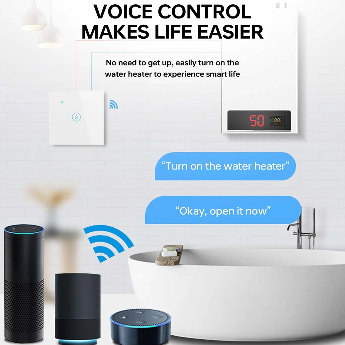 8000W Interruttore intelligente Per Scaldabagno Elettrico Murale ad Accumolo Timer intelligente per scaldacqua a immersione 40A Timer per scaldacqua Compatibile con l'app Smart Life (oro)