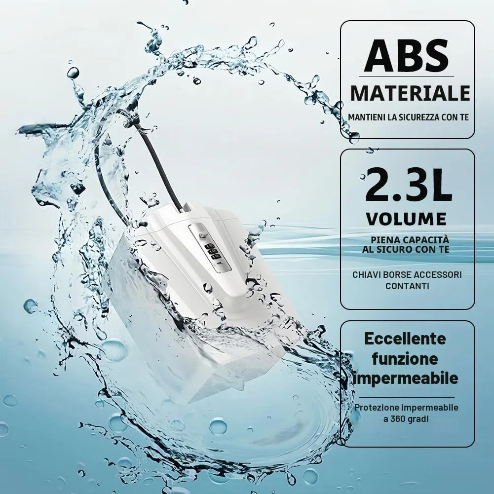 Flintronic Cassaforte Portatile, con Rimovibile Fune Metallica, Cassetta di Sicurezza Combinazione per Telefono, con Serratura a Combinazione, per Spiaggia Auto Ufficio Vacanze
