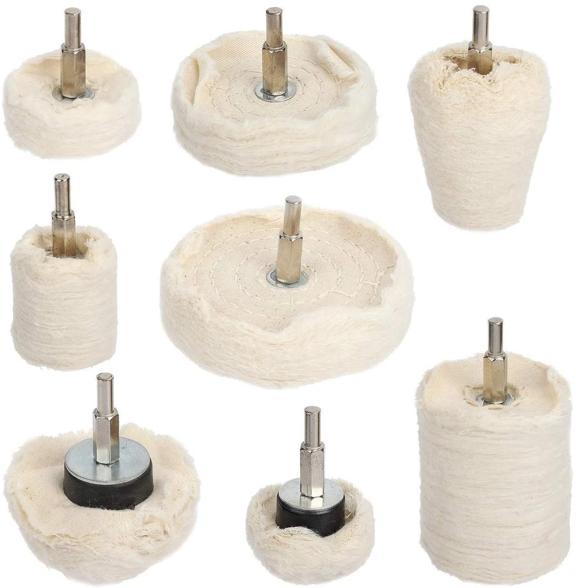 Hyber&Cara 8 Dischi per lucidatura, Tamponi per Lucidare, da fissare su trapano avvitatore a batteria, per cerchioni dell’auto, collettore, alluminio, acciaio inox, cromo, gioielli