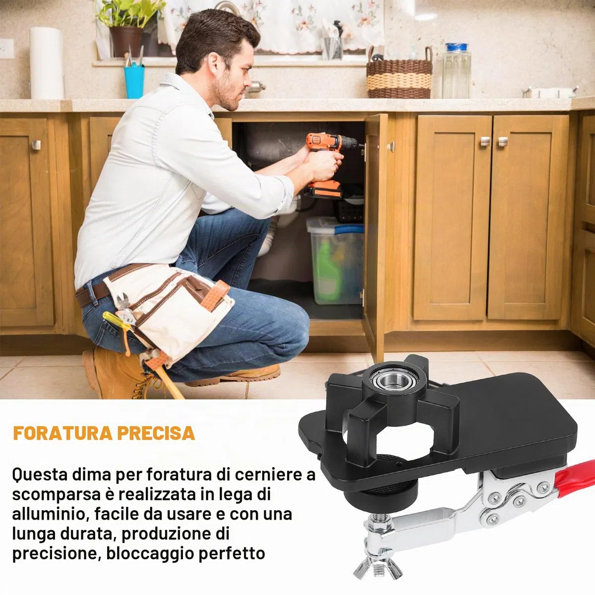 Dima Per Cerniera A Scodellino Da, Dima Per Fori A Tasca, Cerniera 35mm Apri Foro, Fori Tascabile A Doppia Clip In Aggiornato Per Forare Nascoste E Lavorazione Del Legno Fai Da Te