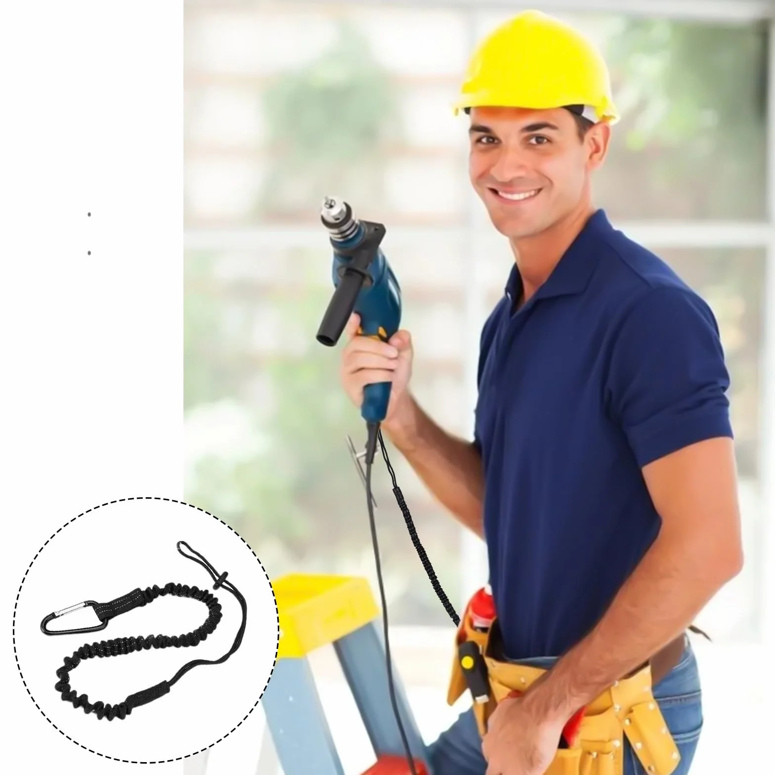 3 Pezzi Corda Di Sicurezza per Attrezzi da Lavoro, Cordino Anticaduta con Moschettone, 50cm-120cm Elastico Cordino Anticaduta Attrezzi per Edilizia, Lavori In Quota, Alpinismo, Pulizia Professional