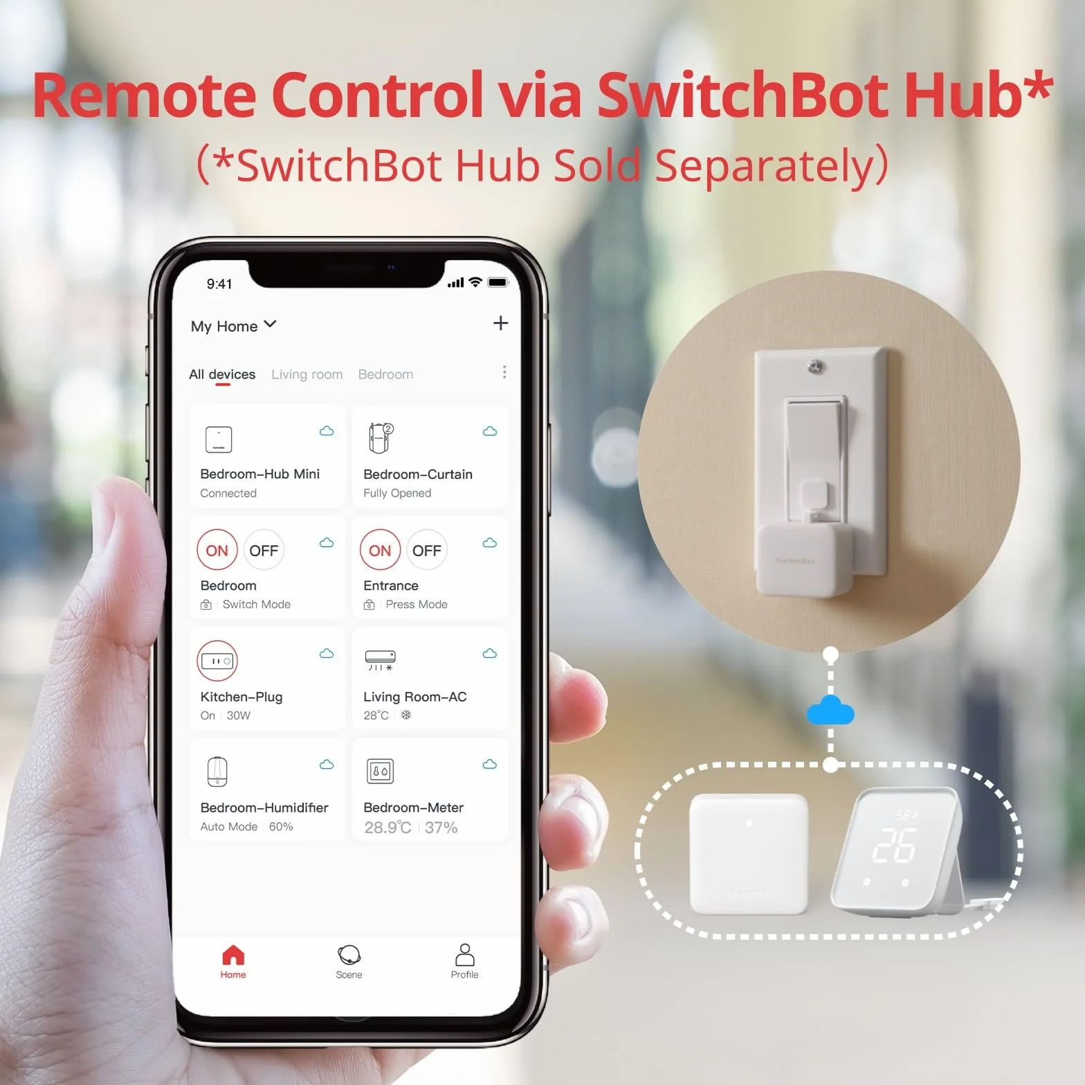 SwitchBot Interruttore Robot Intelligente - Controllo APP Bluetooth o Timer, Facile da Usare, Necessità SwitchBot Hub per Supportare Alexa, Google Home e il Telecomando, Automazione Domestica (Bianco)