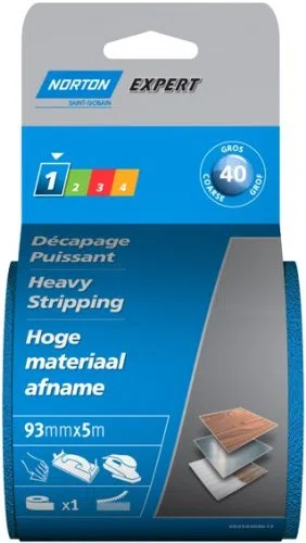Norton Expert - Rotolo di carta abrasiva Norgrip, 93 x 5 m, grana 40