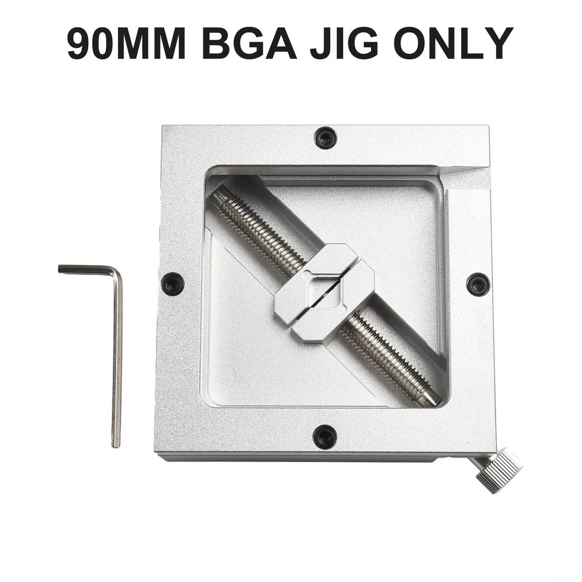 Kit per stazione di reballing con dispositivo di saldatura da 90 mm e 10 modelli stencil per riparazione di array di sfere PCB staffa in metallo resistente (90 mm solo per maschera BGA)