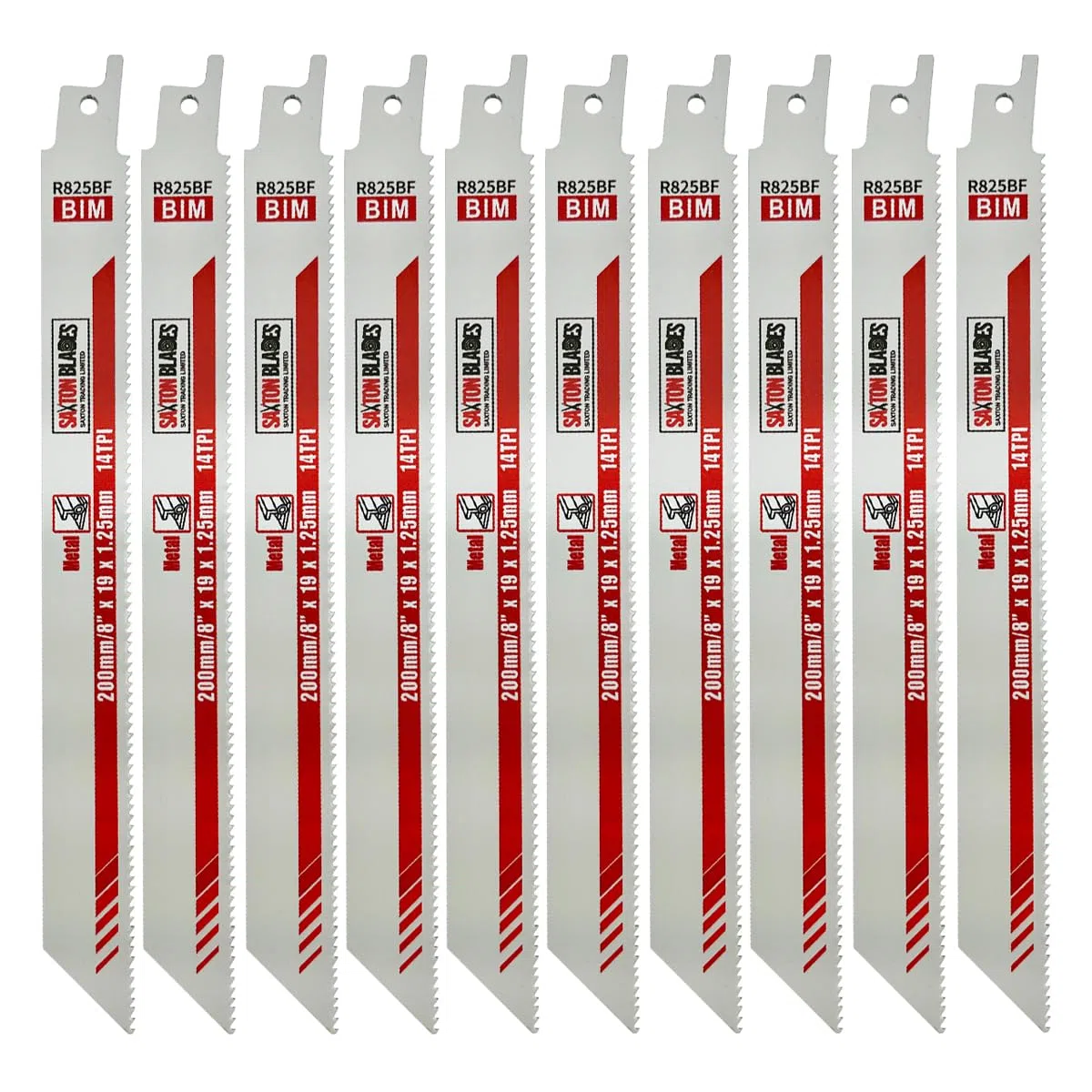 Saxton R825BF - Lame per sega a sciabola in metallo, 200 mm, per Bosch, Dewalt, Makita ecc