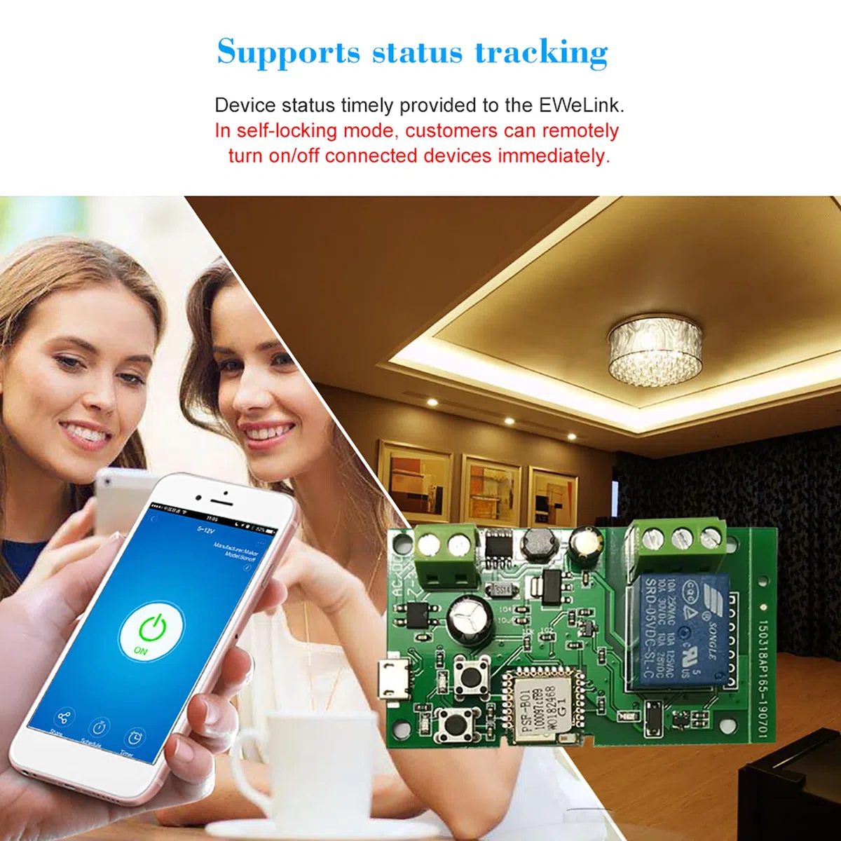 Keppy eWeLink DC5 V 12 V 24 V 32 V WiFi Interruttore senza fili Modulo relè wireless Moduli di automazione domestica intelligente App per telefono, interruttore timer di controllo
