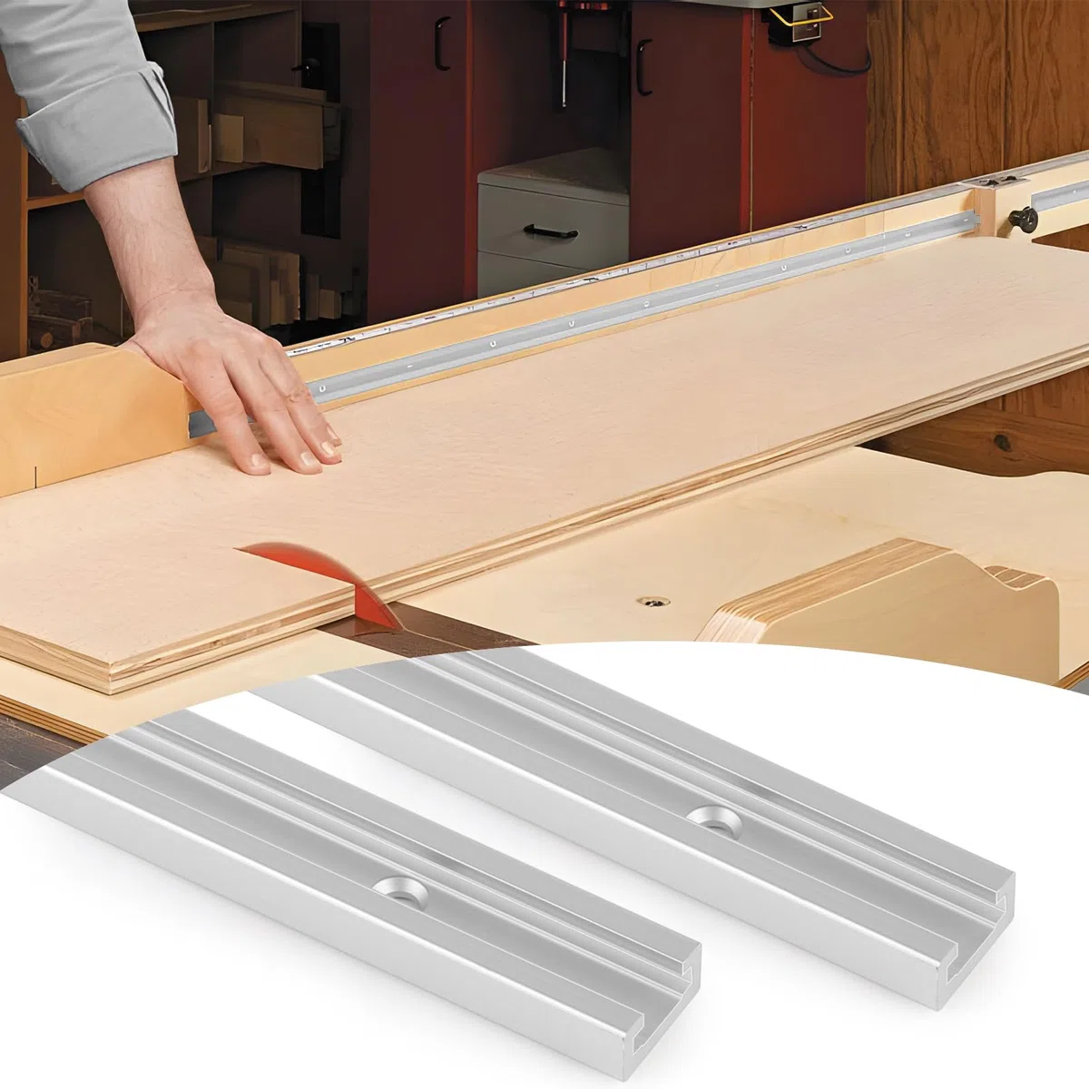 DBREAKS 2 Pezzi T-Track, 400 mm T-Slot Track in Lega di Alluminio, Binario a T, Binari con Scanalatura, T-Track con 6 Viti Autofilettanti per la Lavorazione del Legno