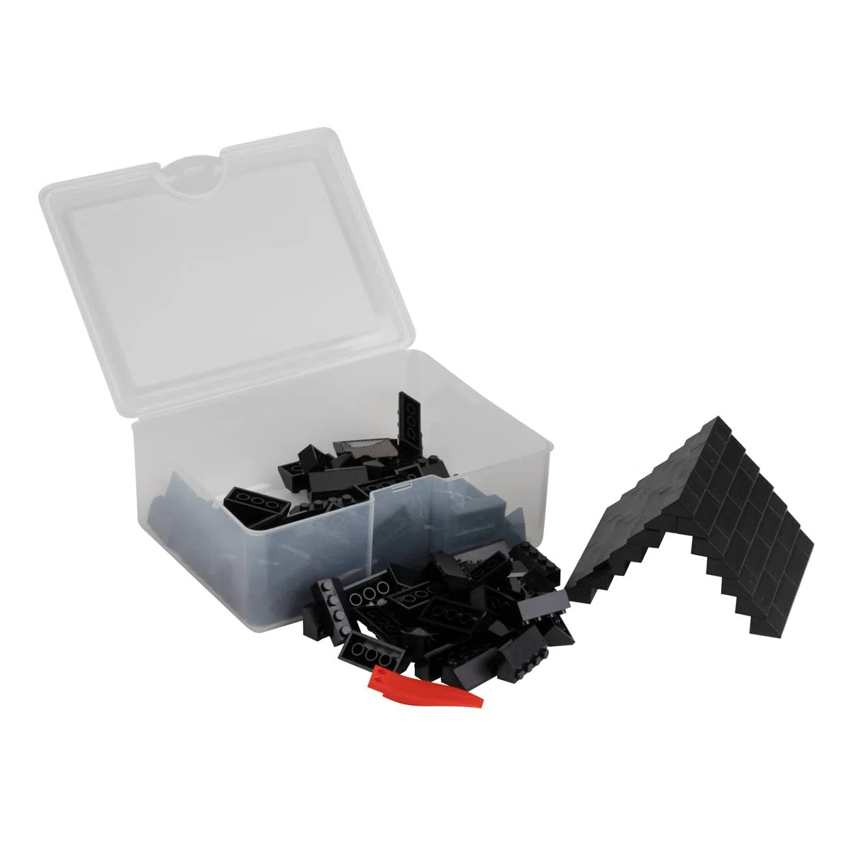 Scatola con miscela di tegole | 150 pezzi | Forme: 2 x 2 e 2 x 4 | Colore: nero traffico | Compatibile con i comuni marchi di mattoncini | Blocchi per costruzioni creative