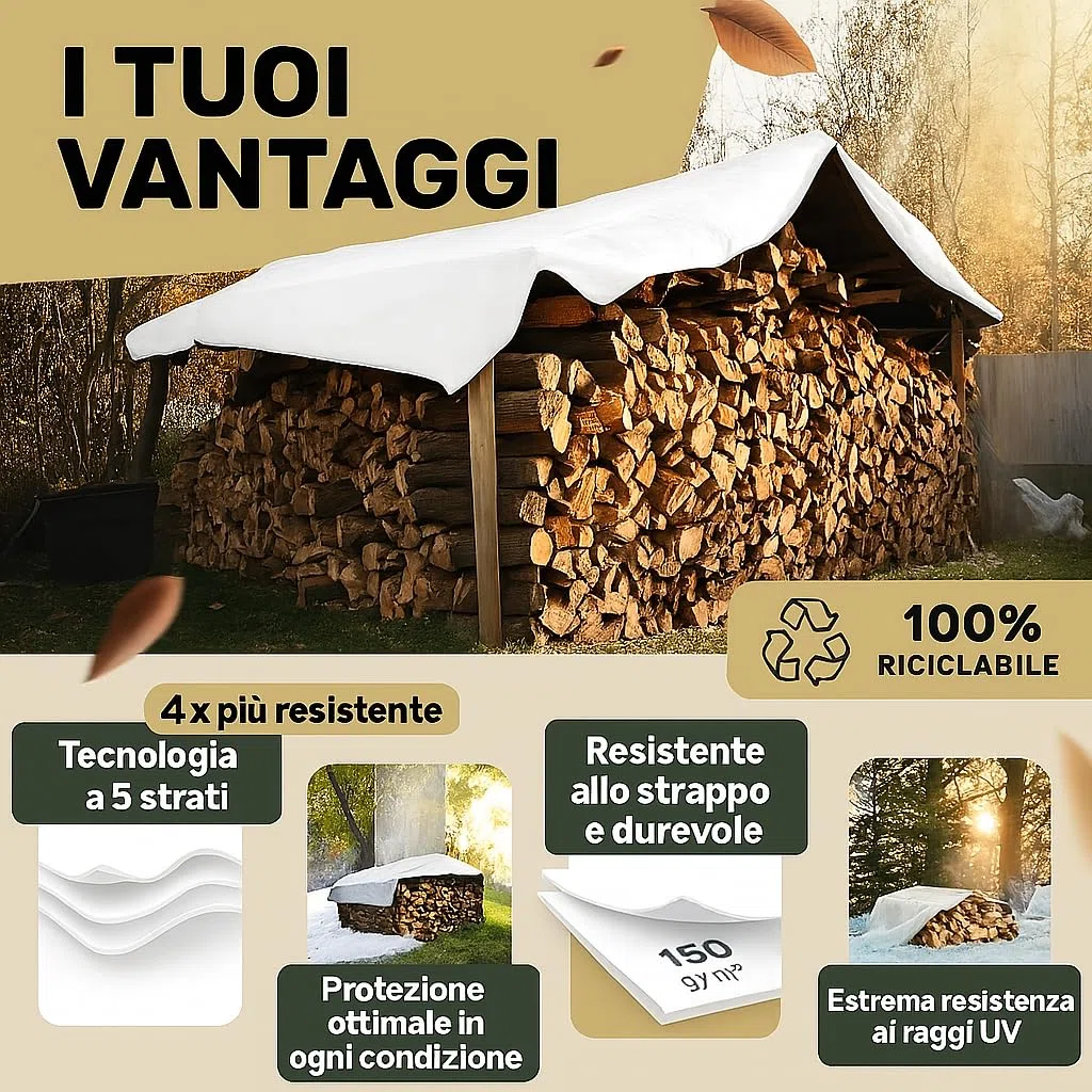 Telo di copertura 2 x 8 m – pellicola per insilato senza occhielli – resistente 5 anni ai raggi UV – telo protettivo per piscina, legna, materiali