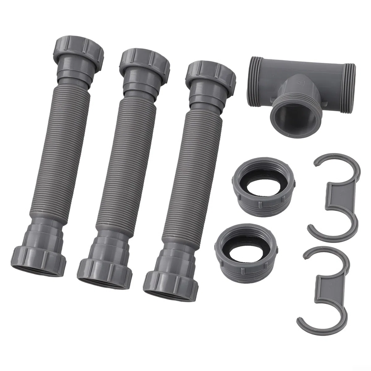 Besttoolifes Kit di scarico flessibile per doppio lavello, 1-1/2 e 1-1/4", adattatori e connettore a T, guarnizioni in silicone per prevenire le perdite