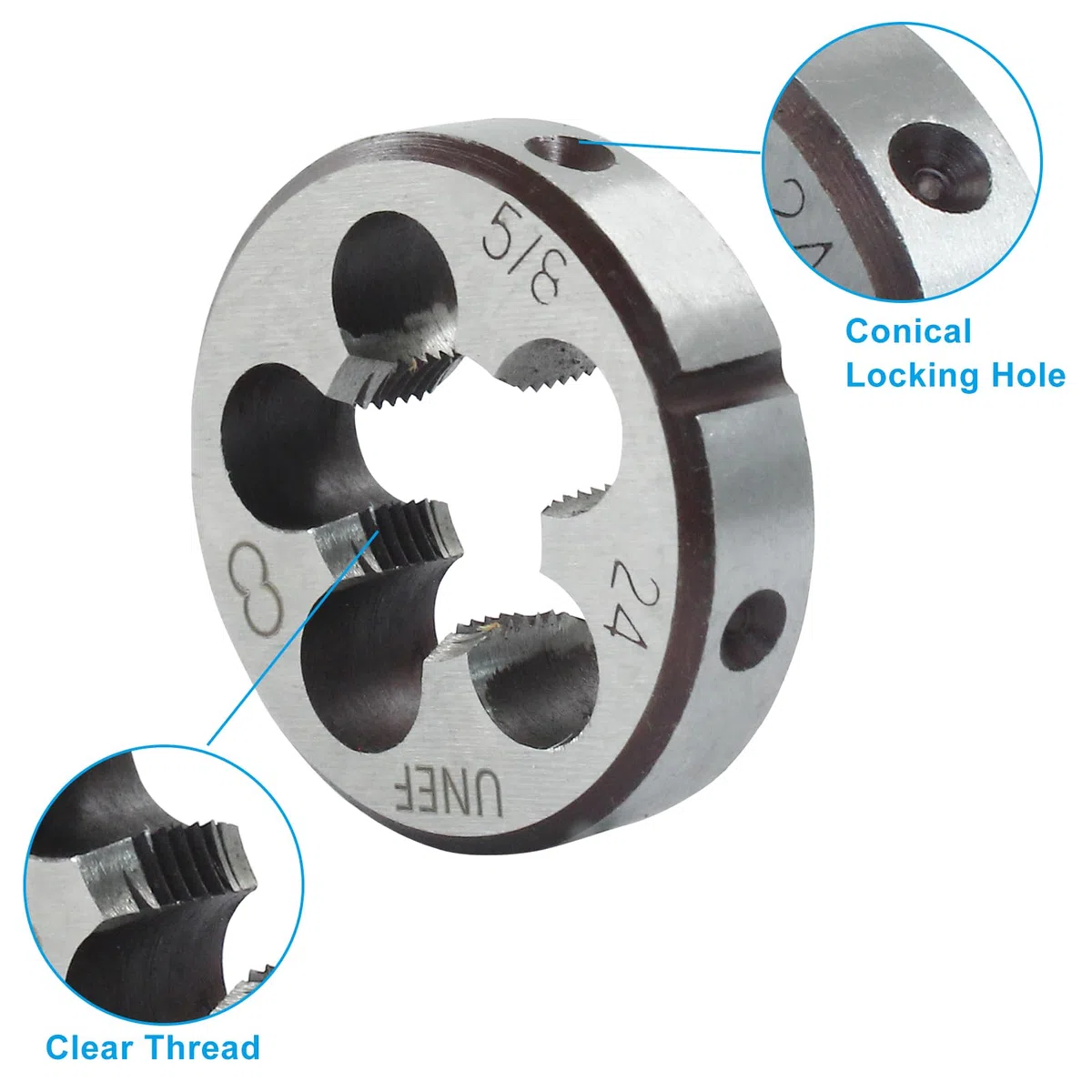 5/8"-24 UNEF Tap and Die Set, HSS Macchina Filettatura Tap Die Set, 5/8 x 24 UNEF Filettatura Destra Maschiatura Strumento