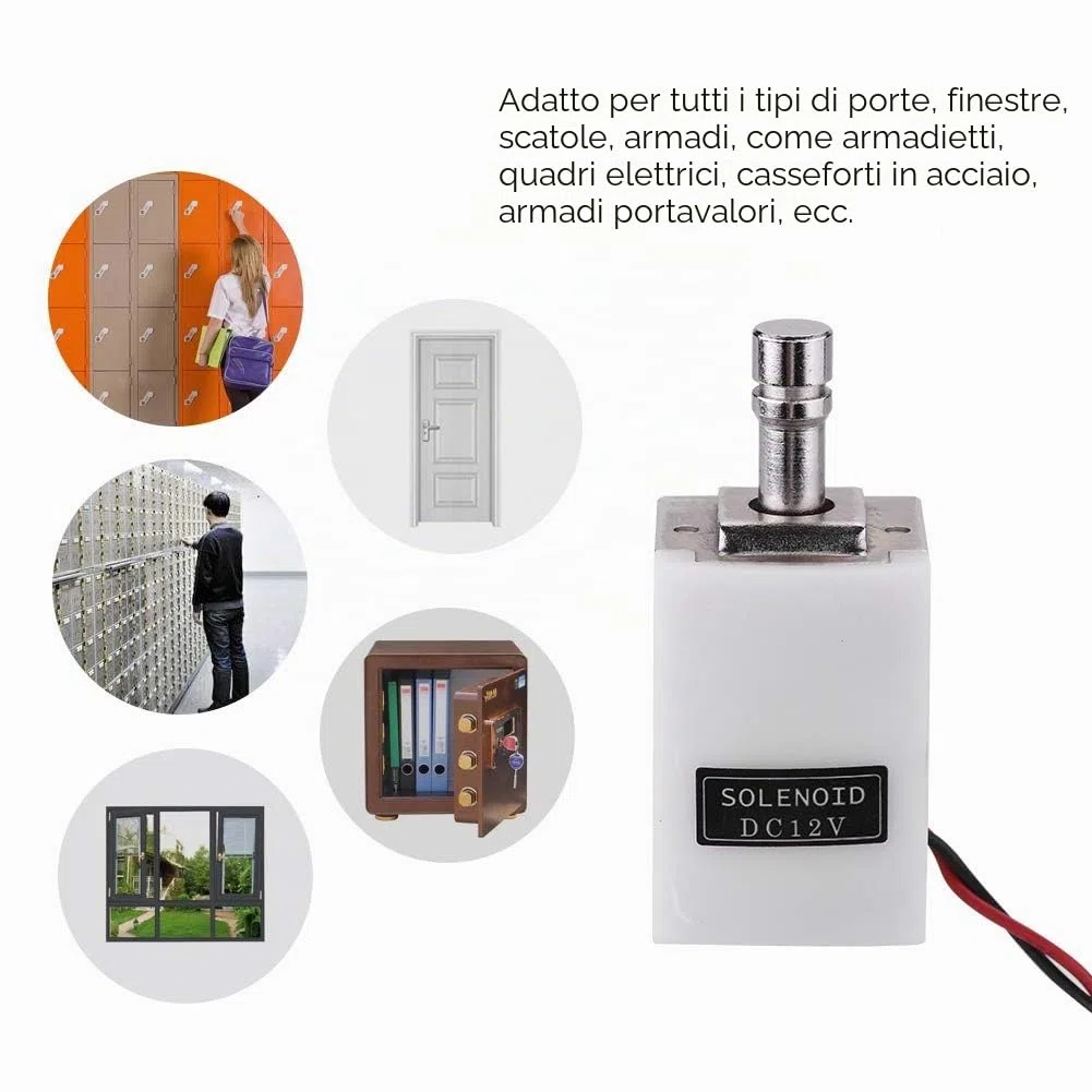Piccola serratura elettrica a chiavistello | Serratura per porta con controllo accessi in metallo | Serratura di sicurezza resistente e anti-trapano per armadi e cassetti | Facile installazione