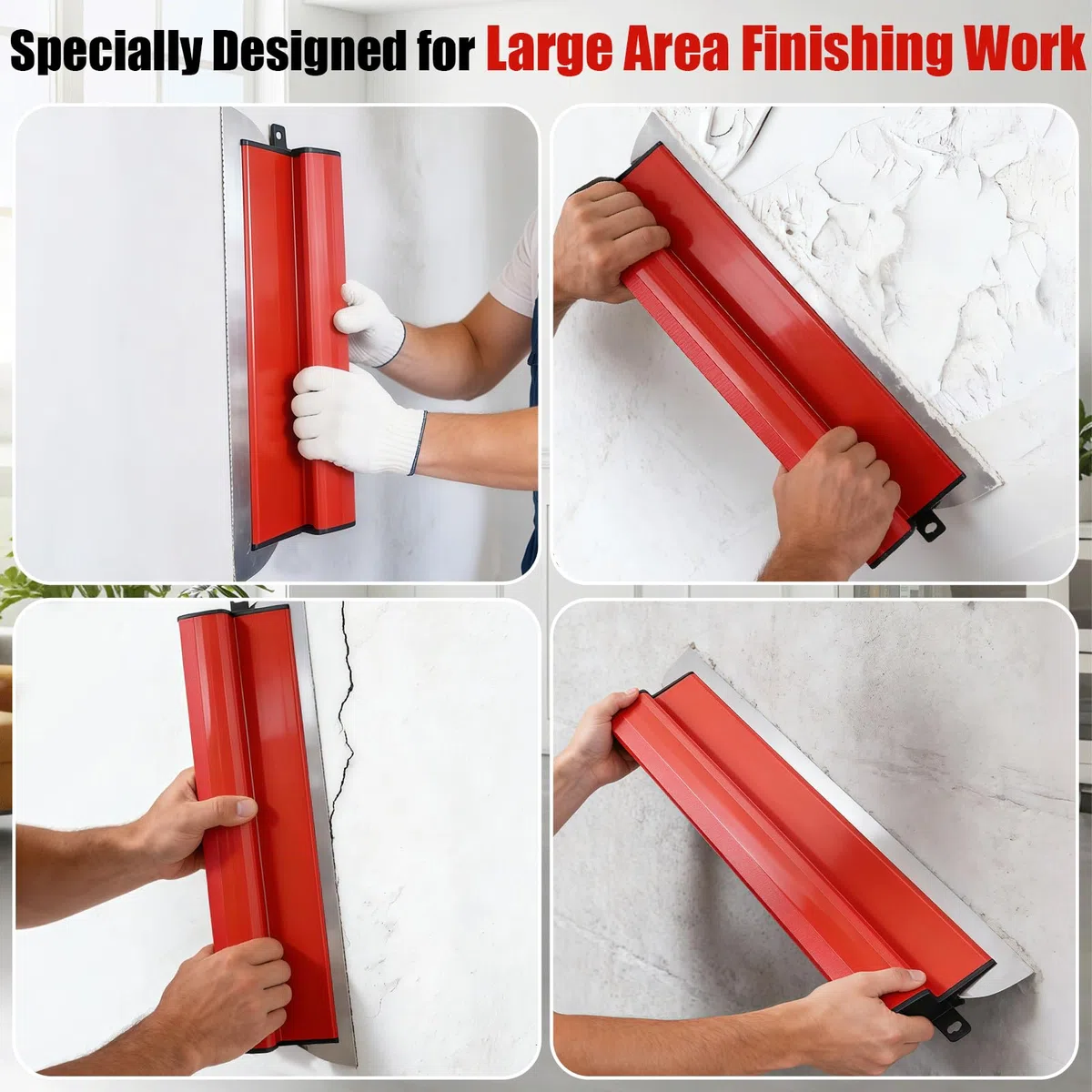 GAESHOW 40cm+60cm Spatole per Stucco con Impugnatura a Forma di Z, con lama in Acciaio Inossidabile da 0,35 mm, Kit Spatole Professionali per Lisciatura, per Intonacare Pareti e Soffitti (40cm+60cm)