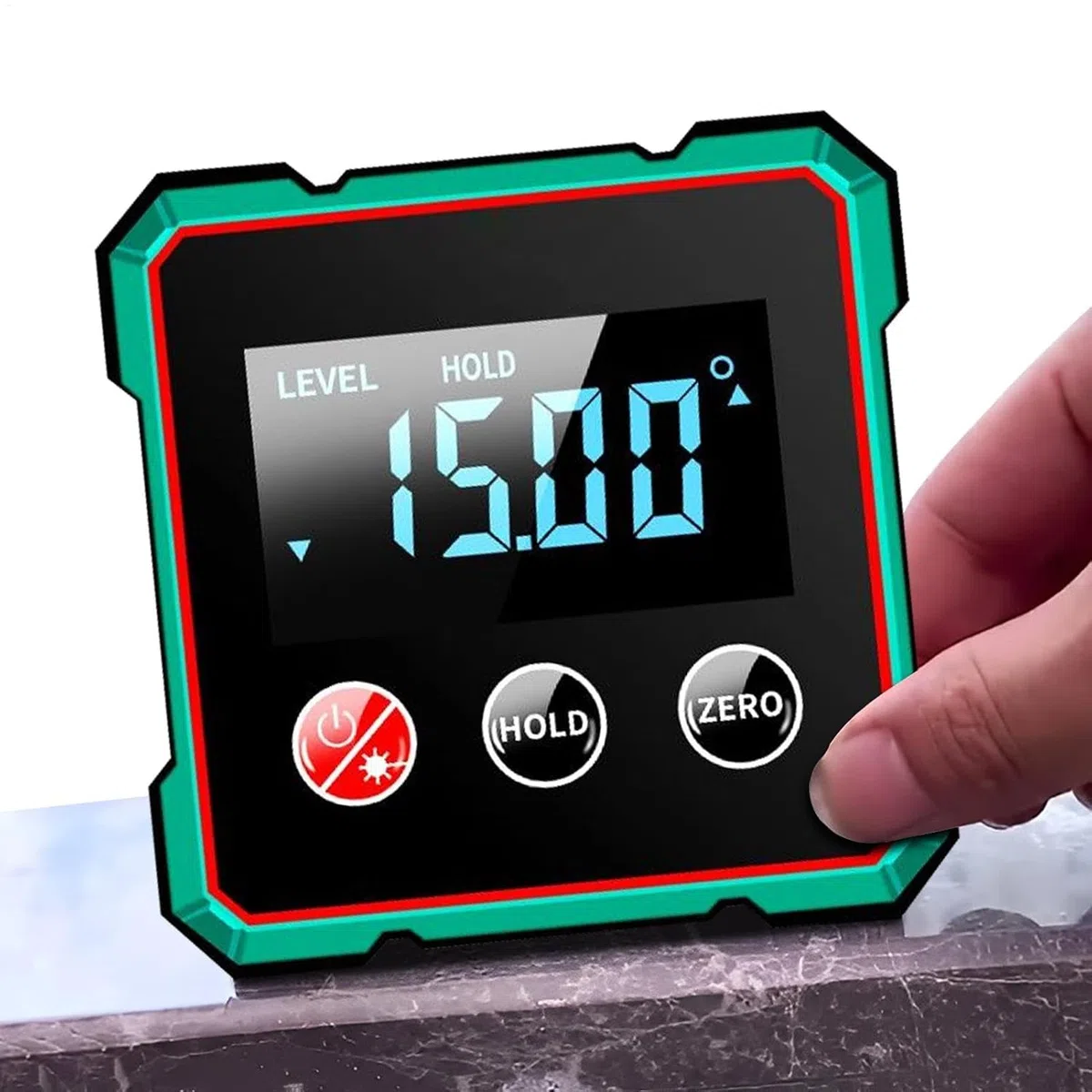 Cercatore angolare digitale magnetico con laser elettronico, livella digitale con ricarica USB, cercaangolo digitale con laser, livella per lavorazione del legno da 2,44x2,36x1,3 pollici per (Black)