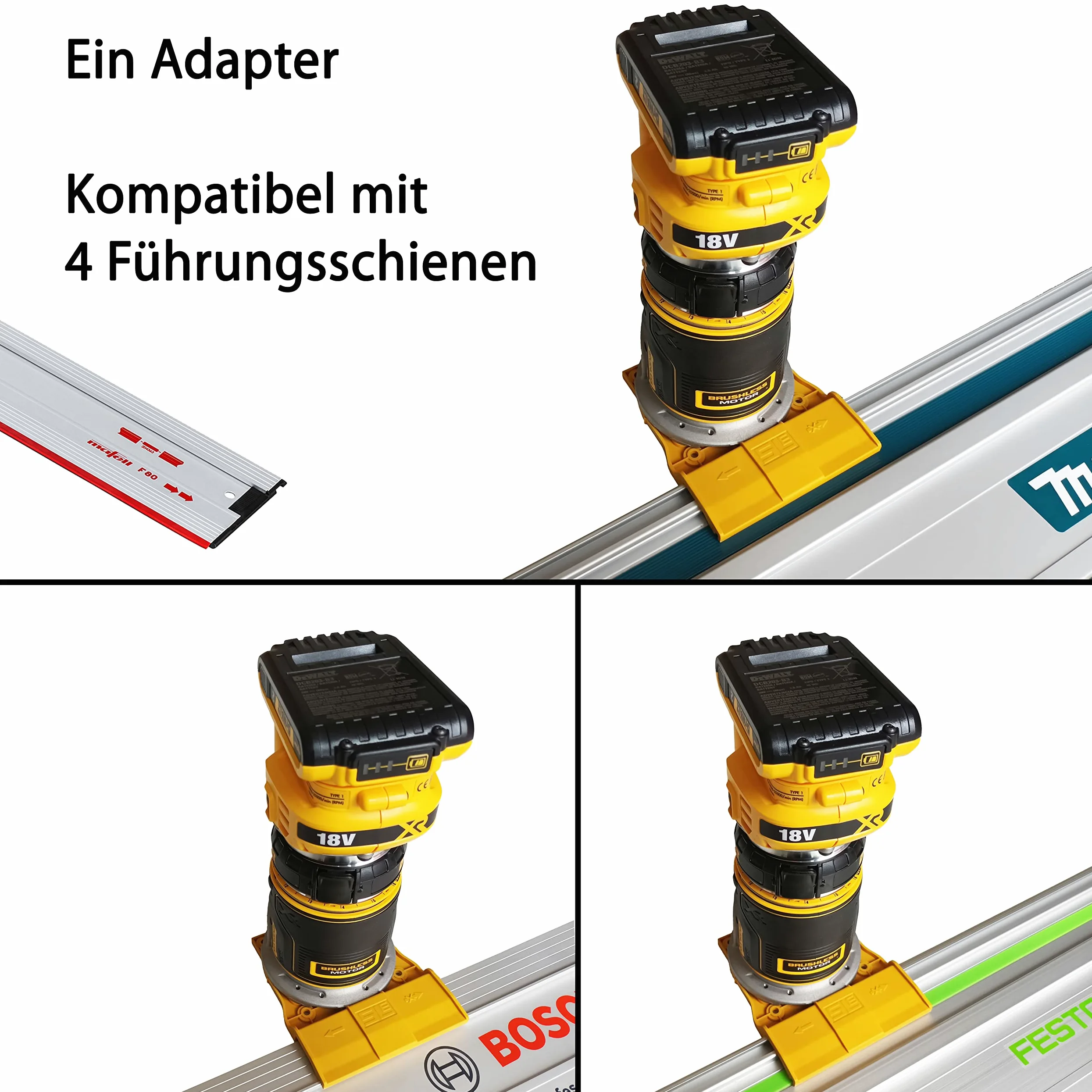Adattatore professionale per guida DEWALT DCW600 / DCW604 / DCW604NT / D26200 per Makita/Bosch/Festool/Mafell