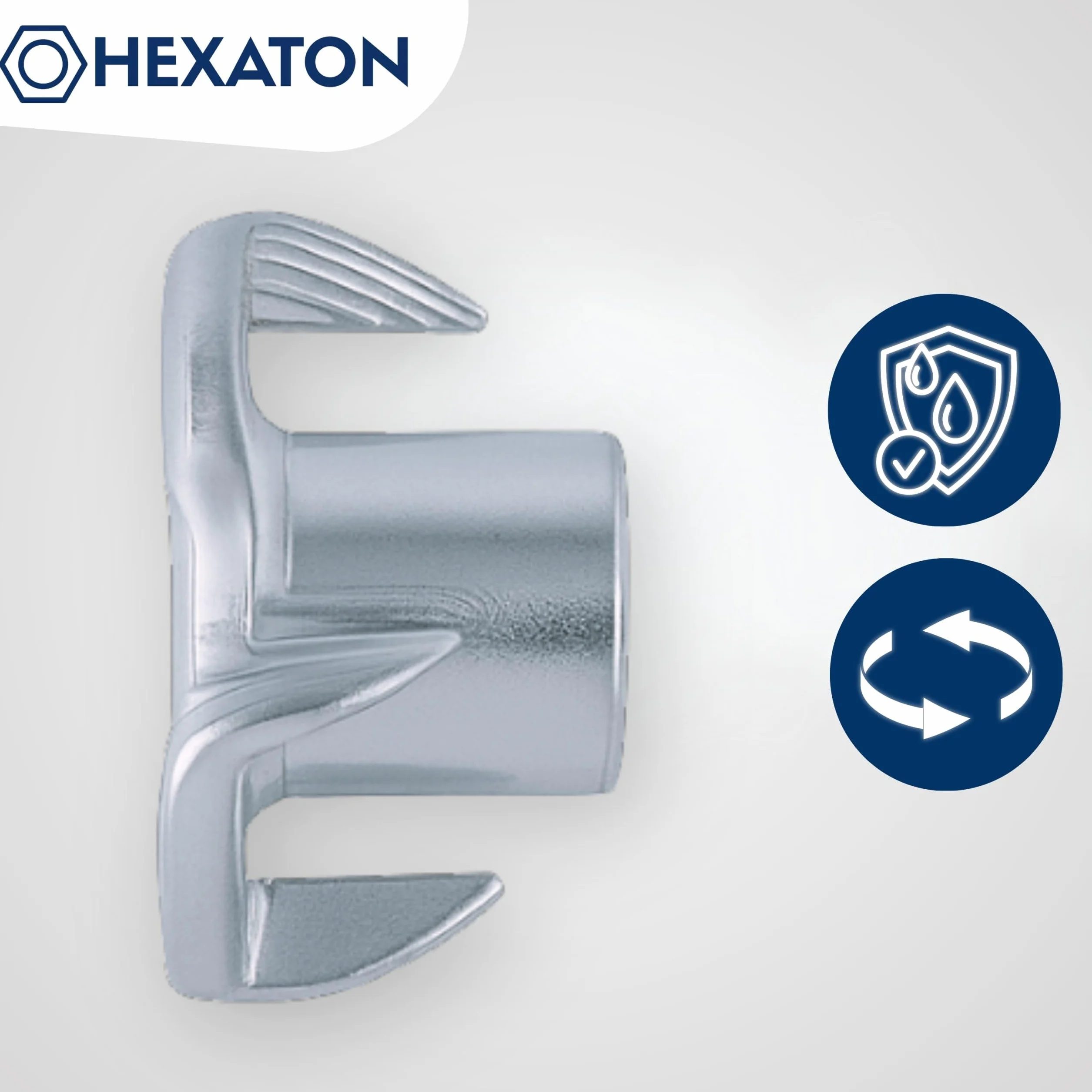 HEXATON Dadi a Griffe M6 x 15 mm - 100 Pezzi - Acciaio Zincato - Dadi a T con 4 Griffe per Legno Falegnameria e Montaggio Mobili