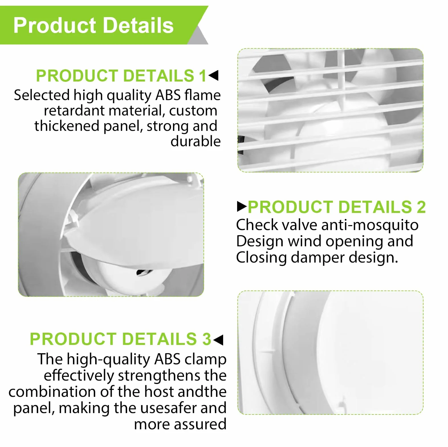 Nizirioo 1 pezzo 100mm Ventilatore da bagno: ventilatore a parete da 4 pollici con interruttore, funzionamento silenzioso, ventilatore di scarico per bagno, cucina, finestre del loft e cantina (Bianco
