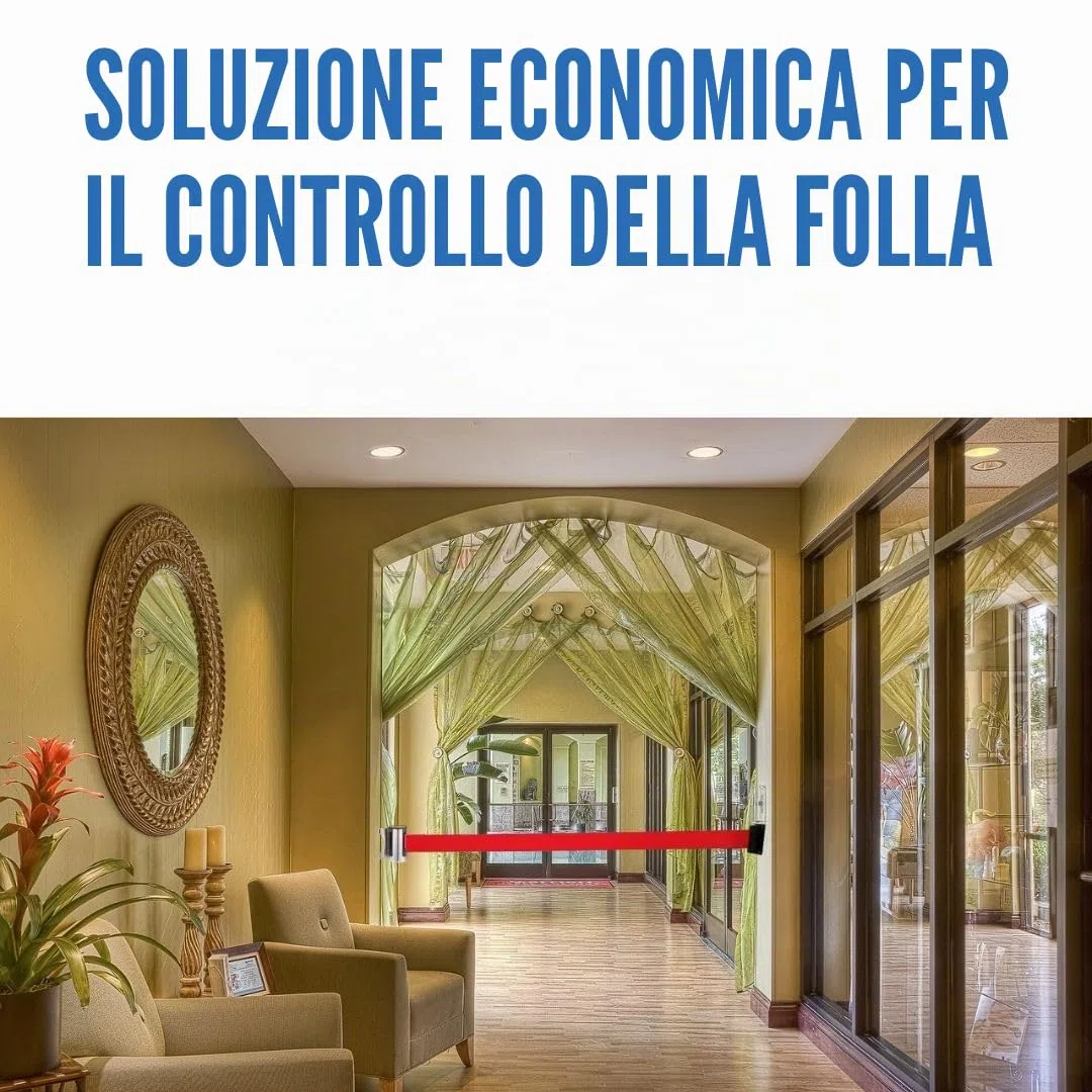 Nastro Estensibile da Parete (5 metri), Nastro Divisorio, Supporto per Nastro da Parete, Nastro Retrattile da Parete, Barriera Estensibile da Parete, Nastro di Sicurezza Estensibile da 5 metri