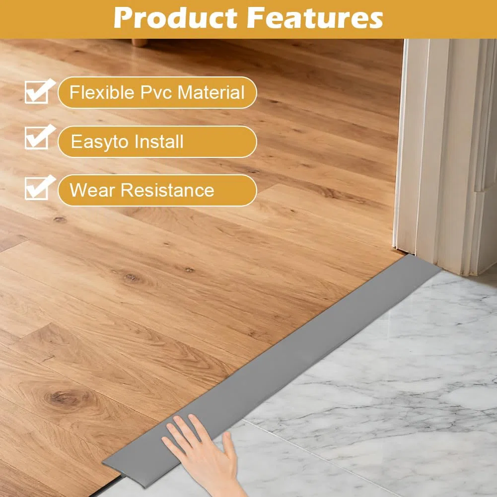 Profilo di transizione autoadesivo, 2 m x 5 cm, listello di transizione per pavimenti in parquet, laminati (grigio)