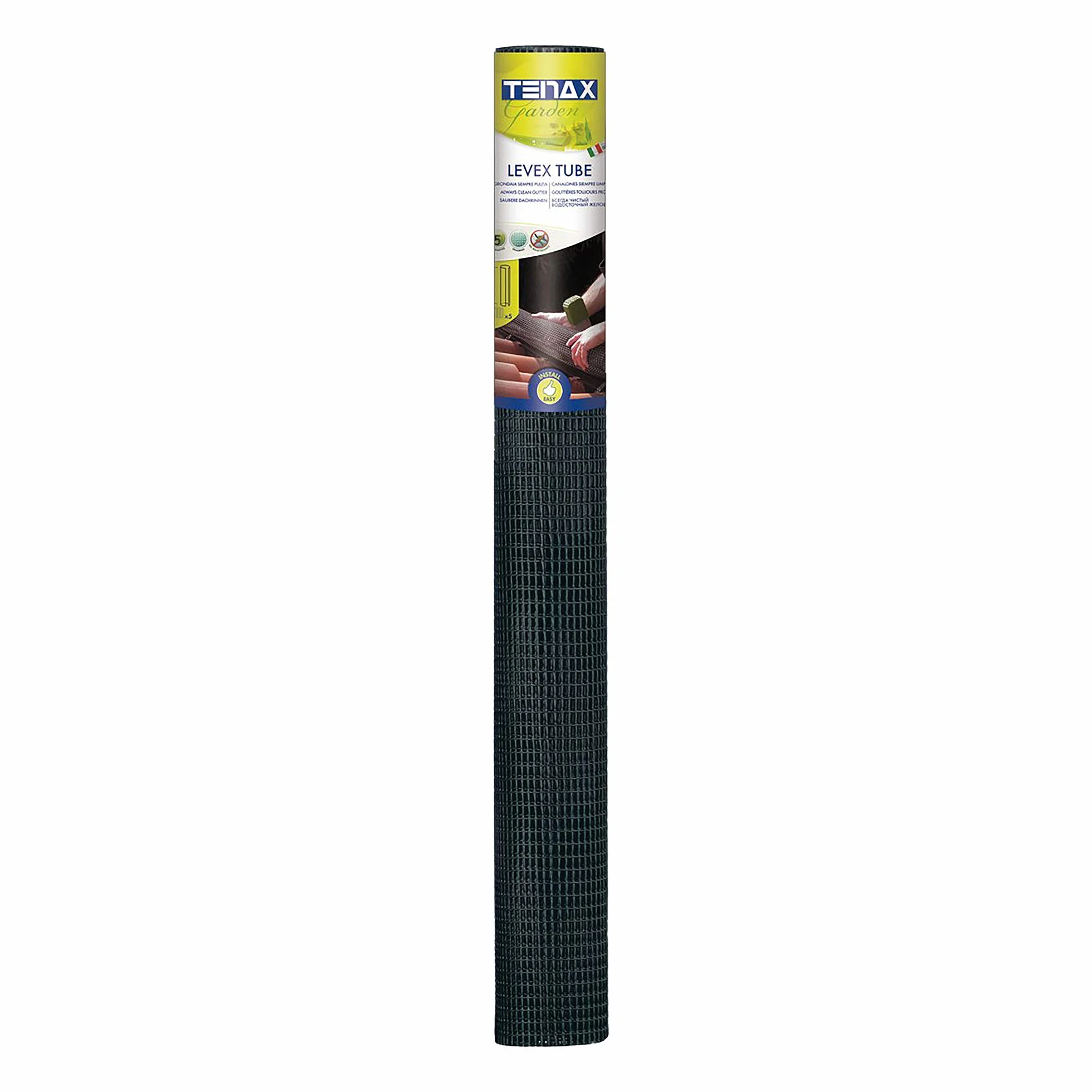 TENAX Rete in Plastica per Grondaie, Levex Tube, 5 Pezzi da 1 m, Nero