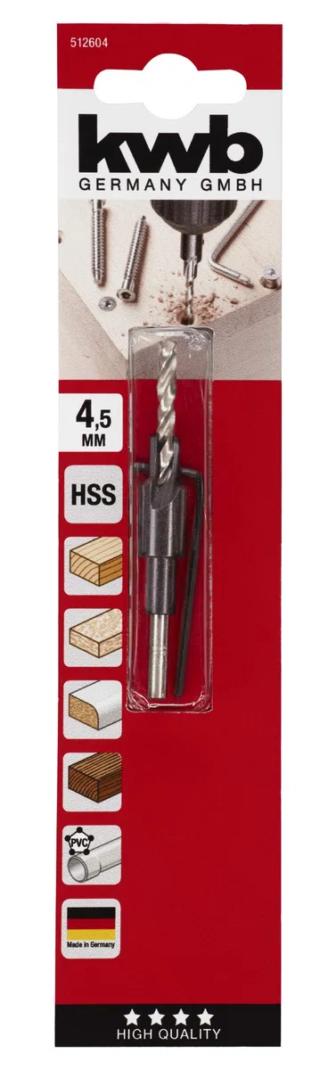 kwb Drill in legno 5126-04 con serpente profondità