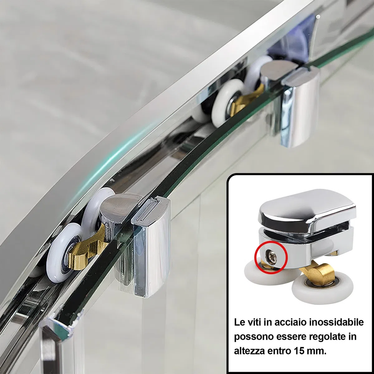8 Set Rulli Per Porta Doccia.Rotelle Box Doccia Diametro e' 25 mm. Ruote Della Doccia per Vetro 4-6 mm.Rulli Doccia per La Porta Scorrevole Della Doccia(4 Rulli Superiori e 4 Inferiori)