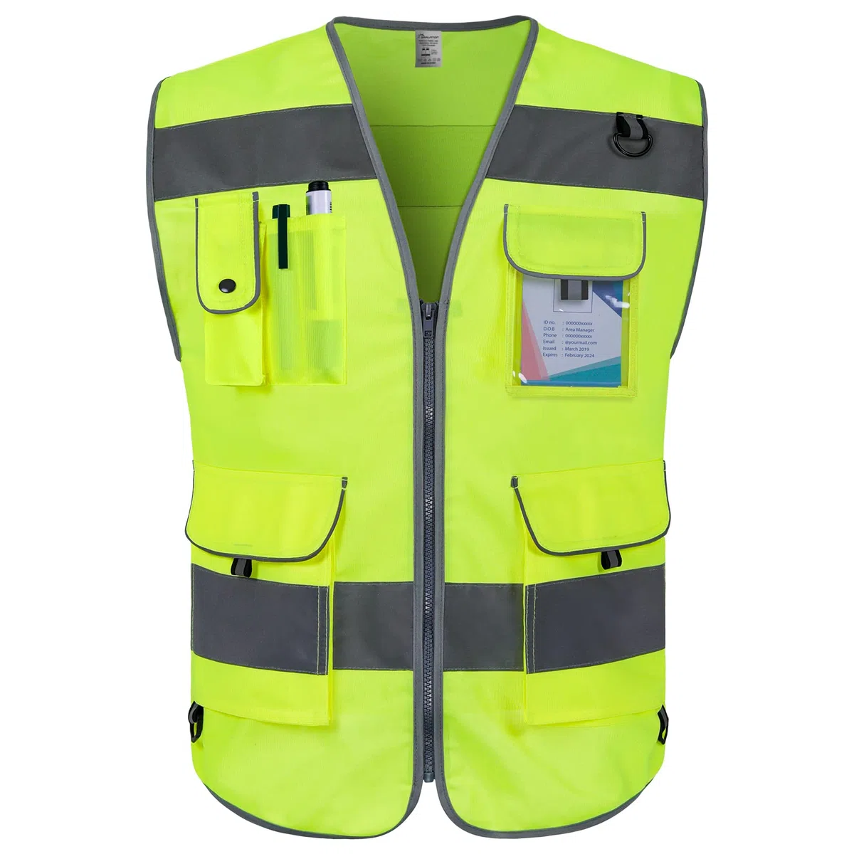 Hi Vis Vests for Men Women 9 Pockets High Visibility Safety Vest.