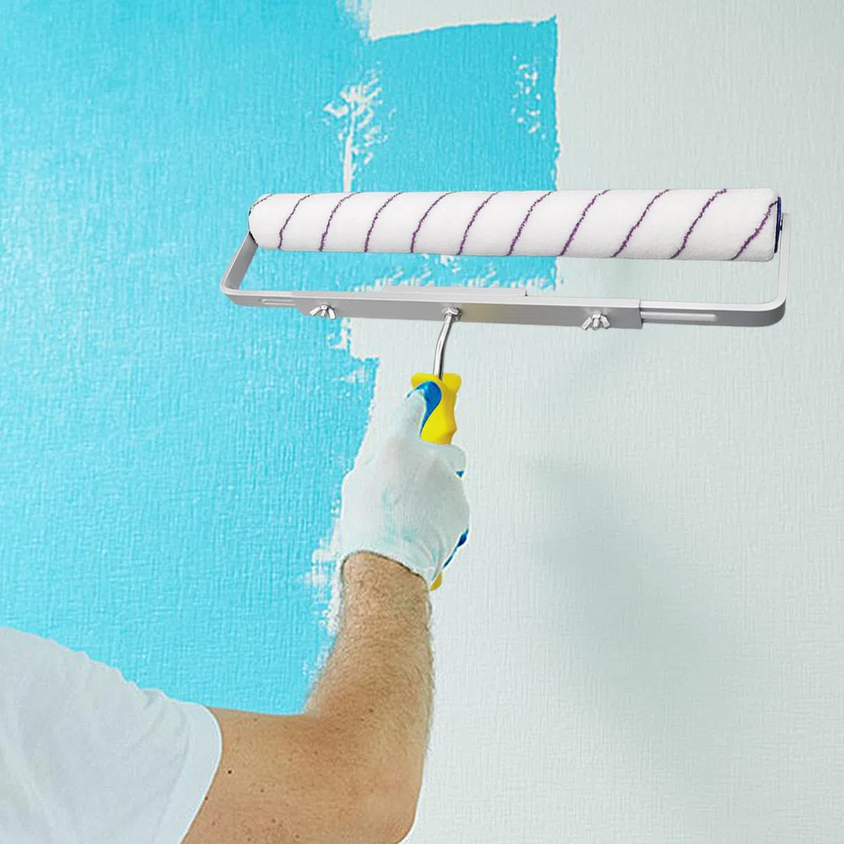 Grande Rullo per Vernice, Rullo per Soffitto Senza Set Antigoccia, Robusto Set di Rulli per Vernice, Rullo per Soffitto con Telaio, Rullo da Pavimento Largo e Leggero in Lega di Alluminio per Esterni