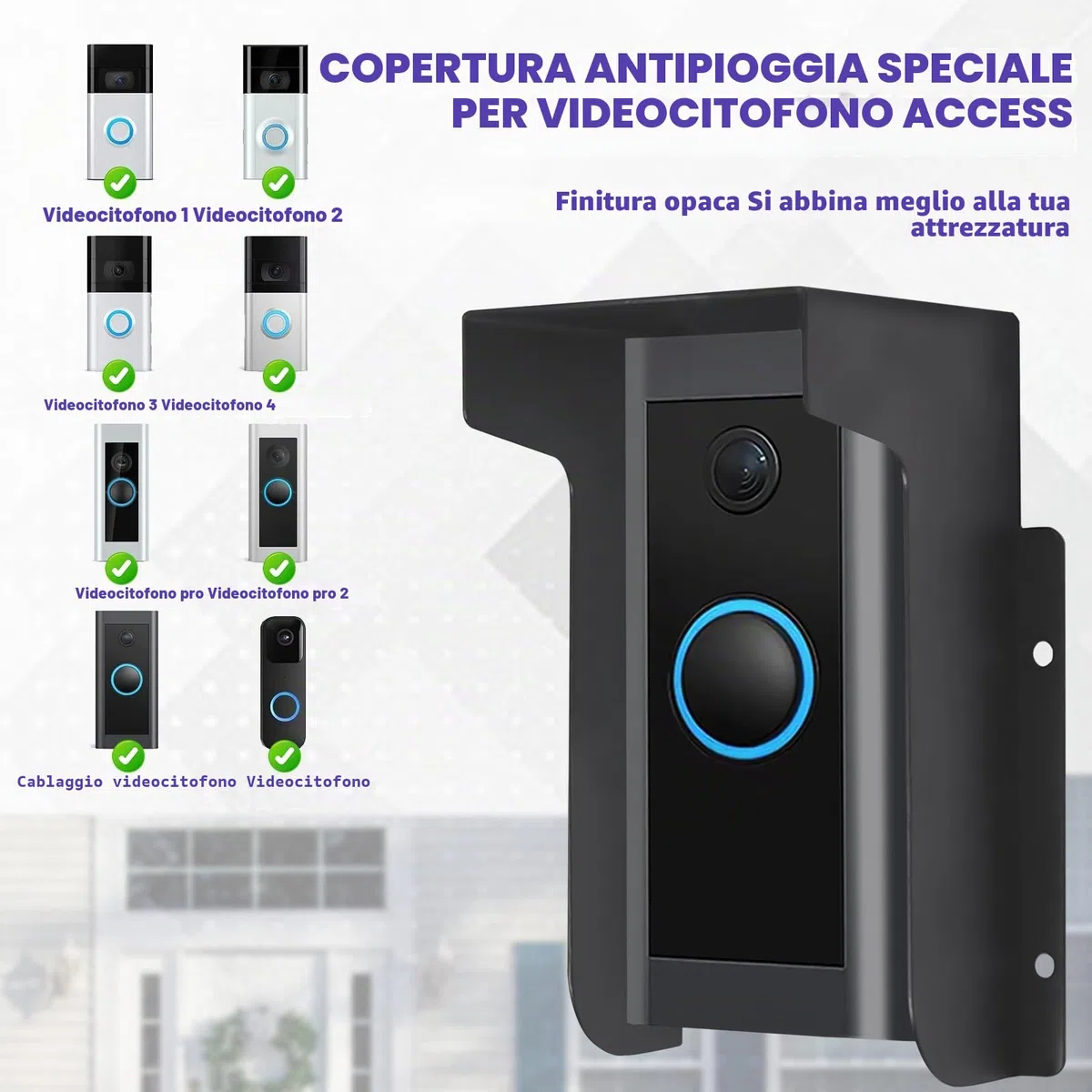 Parapioggia per campanello: parapioggia per videocitofono, durevole e resistente alle intemperie, per campanelli Ring, citofono e serratura a codice per porta d'ingresso (15 x 9,7 x 7,2 cm)