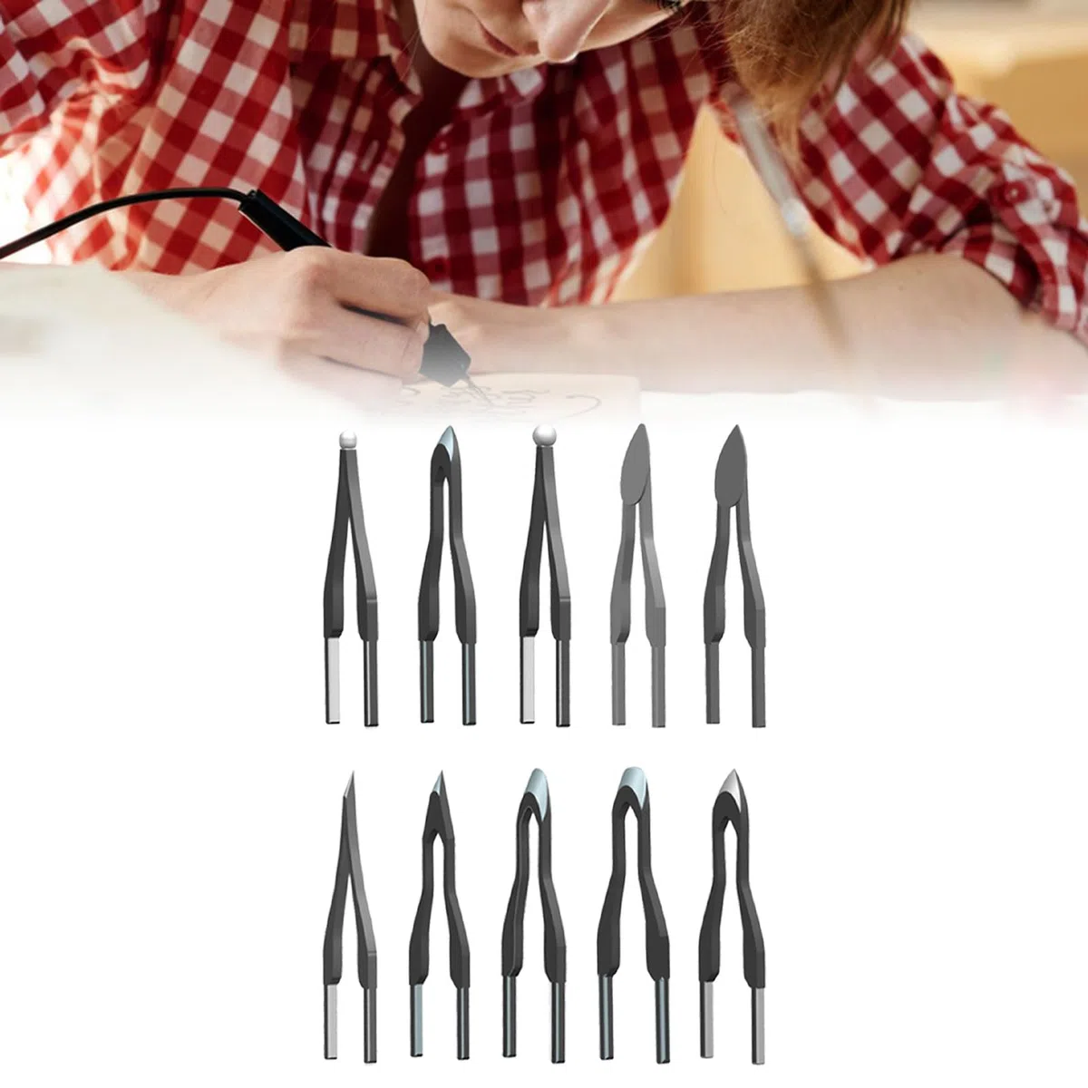 F Fityle 10 Pezzi Punte Pirografo Punte per Penna Pirografica Forte Saldatura Pennini a Filo Utensili per Pirografo per Creare Punte Fini, Punte Standard, Punte Della Pancia O Punte Piatte