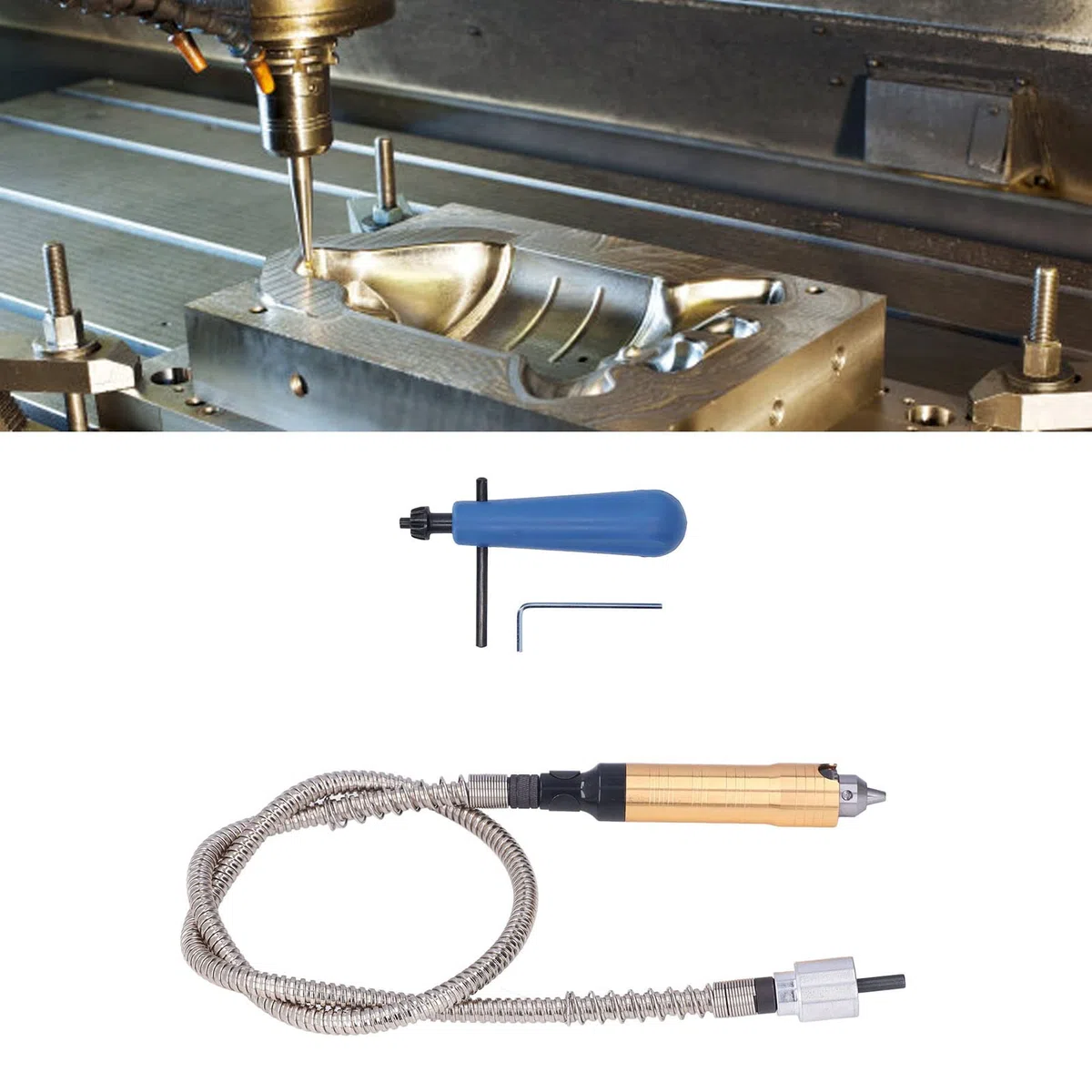 Albero Flessibile, 0,3-6,5mm Albero di Prolunga Flessibile per Trapano, Flessibile Albero Trapano Estensione Adattatore per Mandrino di Estensione con Maniglia e Chiave per Utensile Rotante