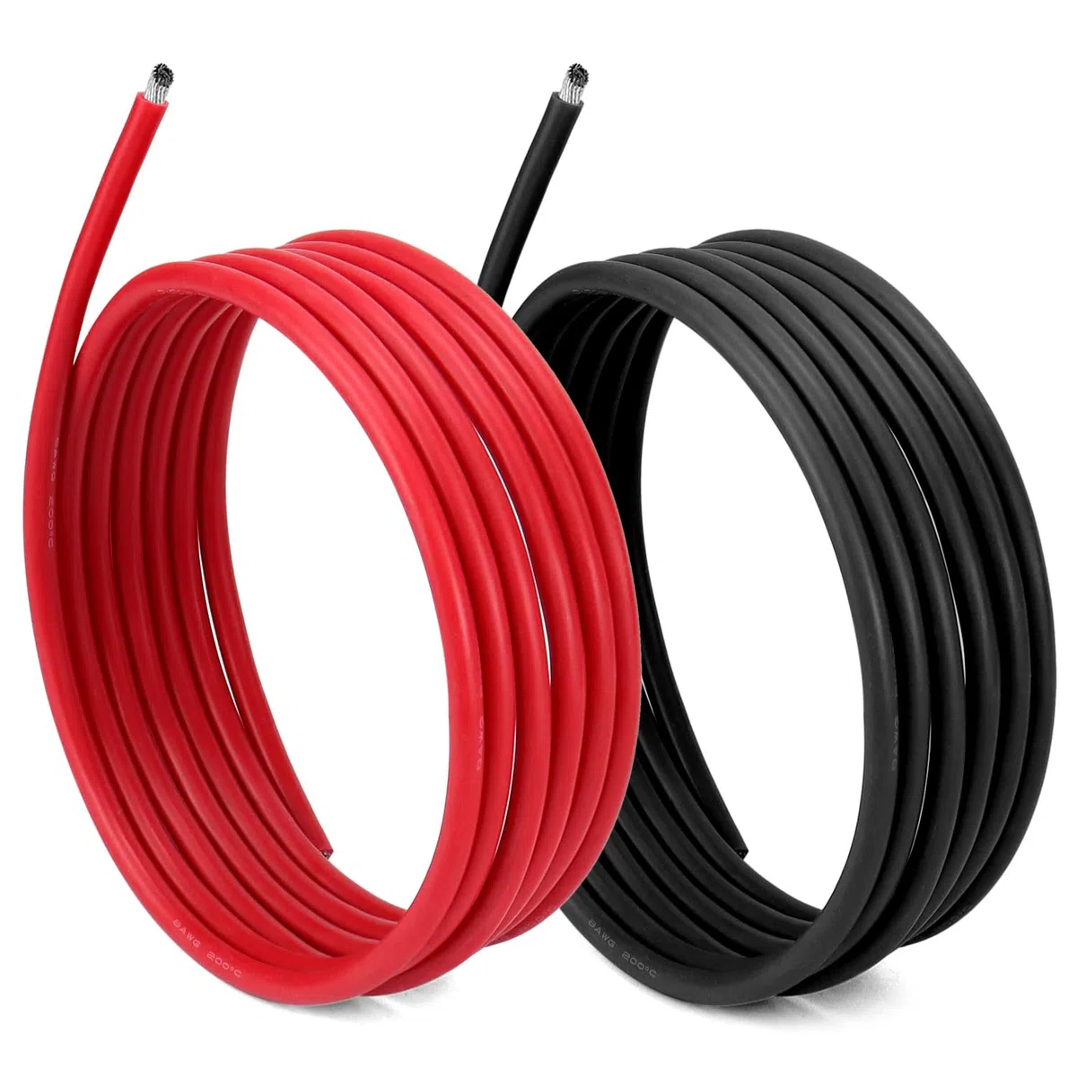 QWOK Cavo Elettrico 8 AWG 8,3 mm² - 2,5 m Nero 2,5 m Rosso - Filo Rivestito in Silicone Filo di Rame Stagnato 1650 Fili per RC Auto, Drone, Batteria Aereo, ecc