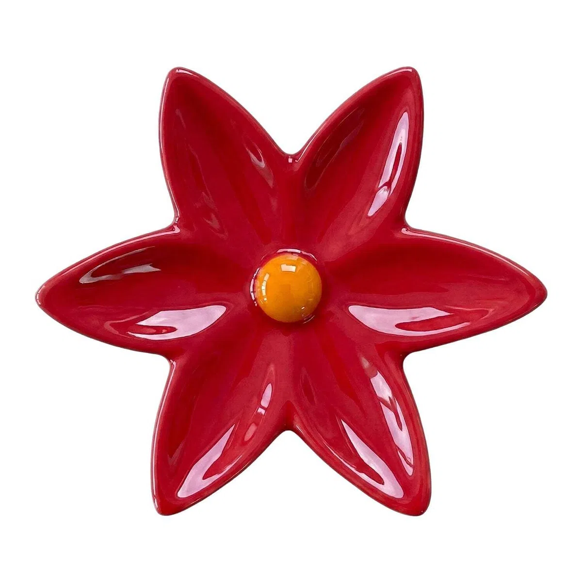 Fiore di Ninfea Appendino in Ceramica Rosso per Radiatore e Muro - Gancio Portasciugamani per Scaldasalviette e Termoarredo - Design Artigianale Italiano