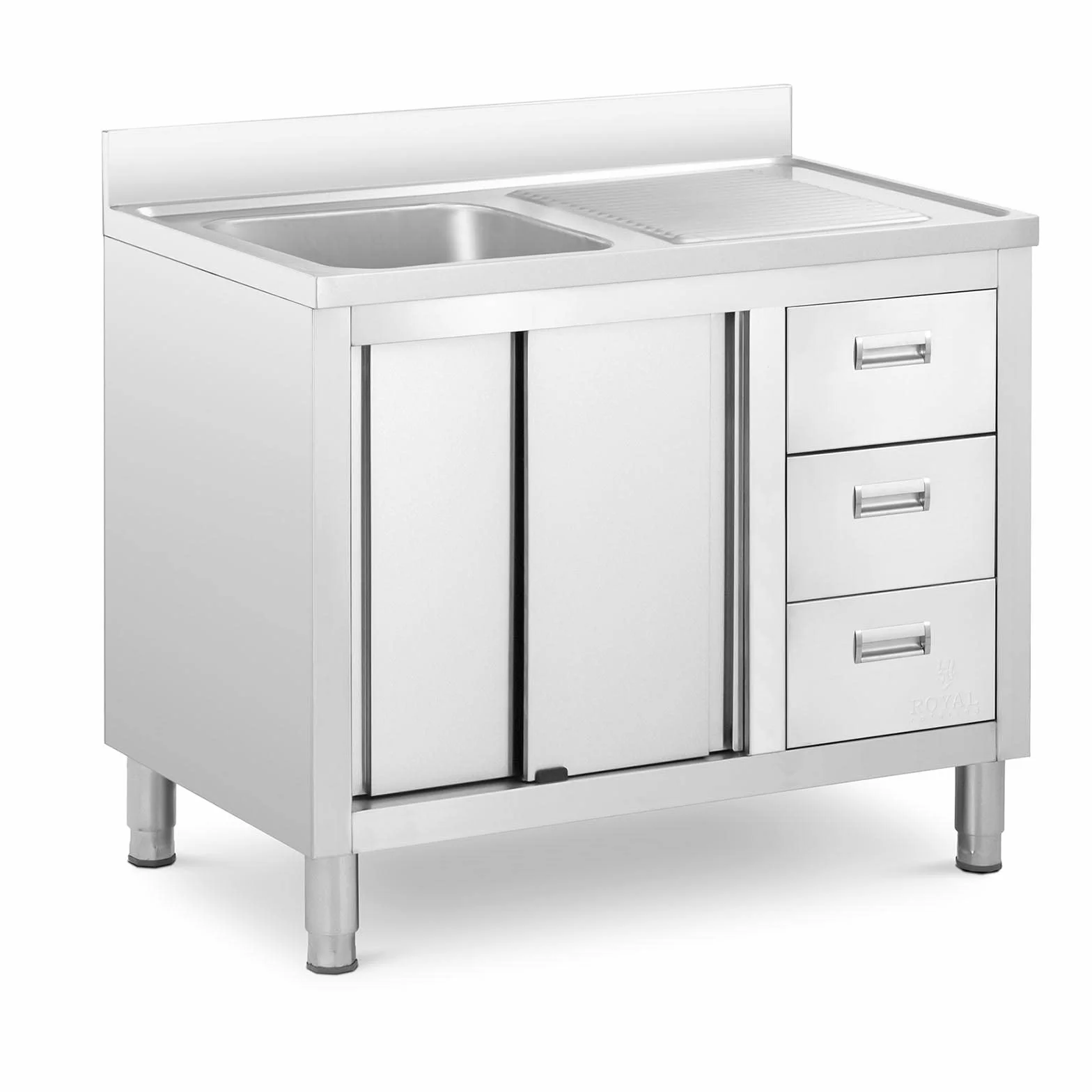 Royal Catering RC-IKS10 - Armadietto per lavello, 1 vasca, in acciaio inox, 400 x 400 x 300 mm