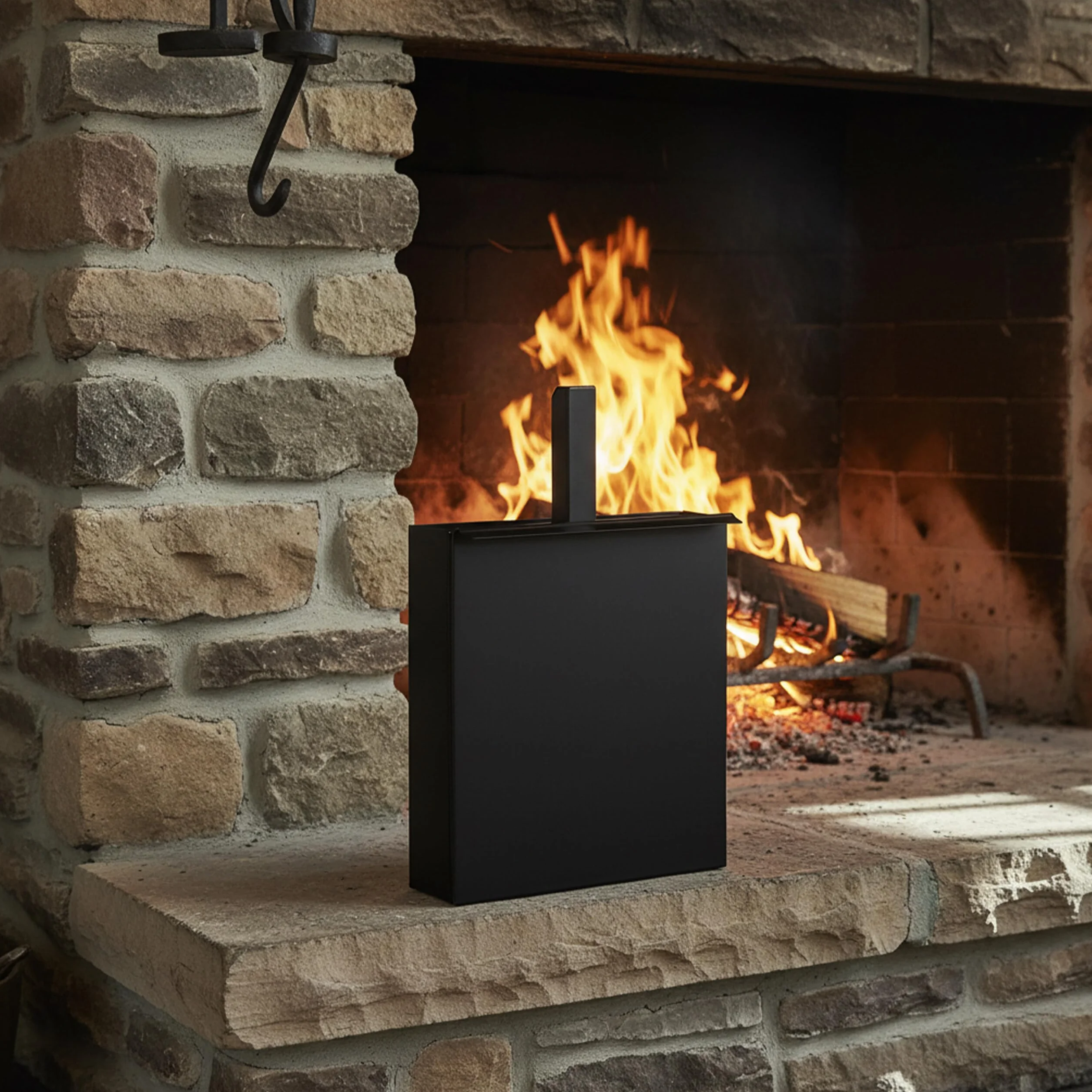 Relaxdays Contenitore per Cenere con Paletta, Accessorio per Camino, Gril, Stufa, Secchio, Pala con Cestino, Nero
