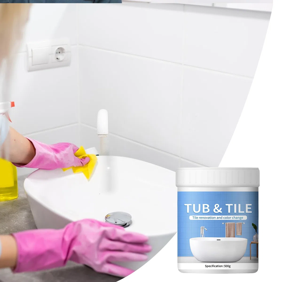 Generico Vernice per piastrelle doccia | Vernice per bagno per ceramica e | 500 g di ad alta adesione con pennello | Ripristina i bagni e le pareti delle vasche da bagno rapidamente per l'uso di