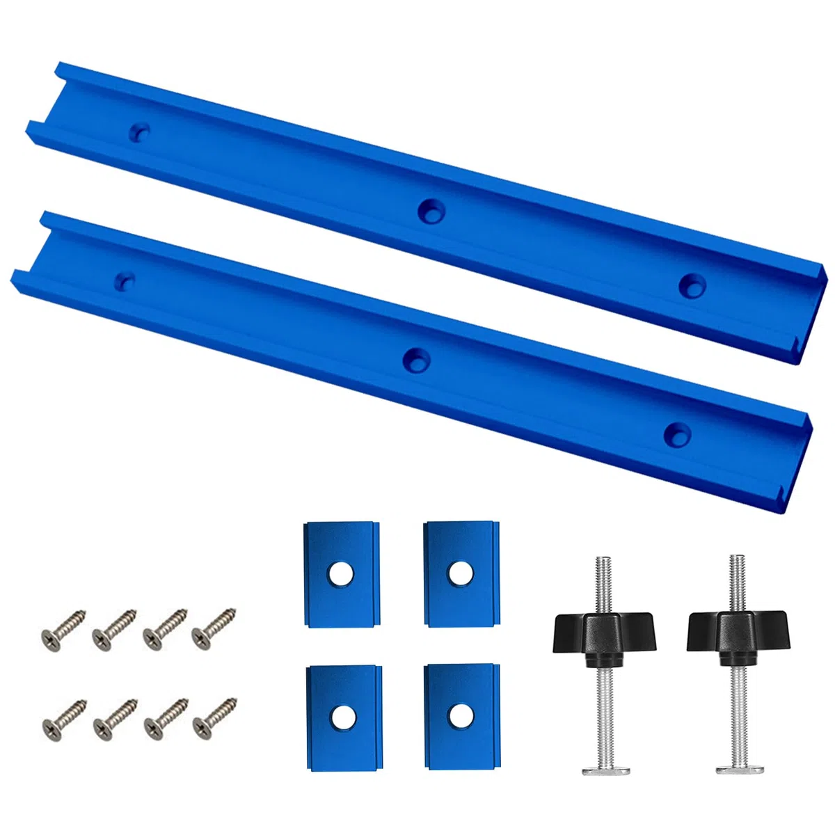 2 Pezzi 400 mm T-Track Profilo Alluminio, Lega Di Alluminio Mitra Track Jig Fixture Slot, 2 Manici M8, M8/M6 T Track Dado Scorrevole, per La Sega a Banco di la, Falegnameria