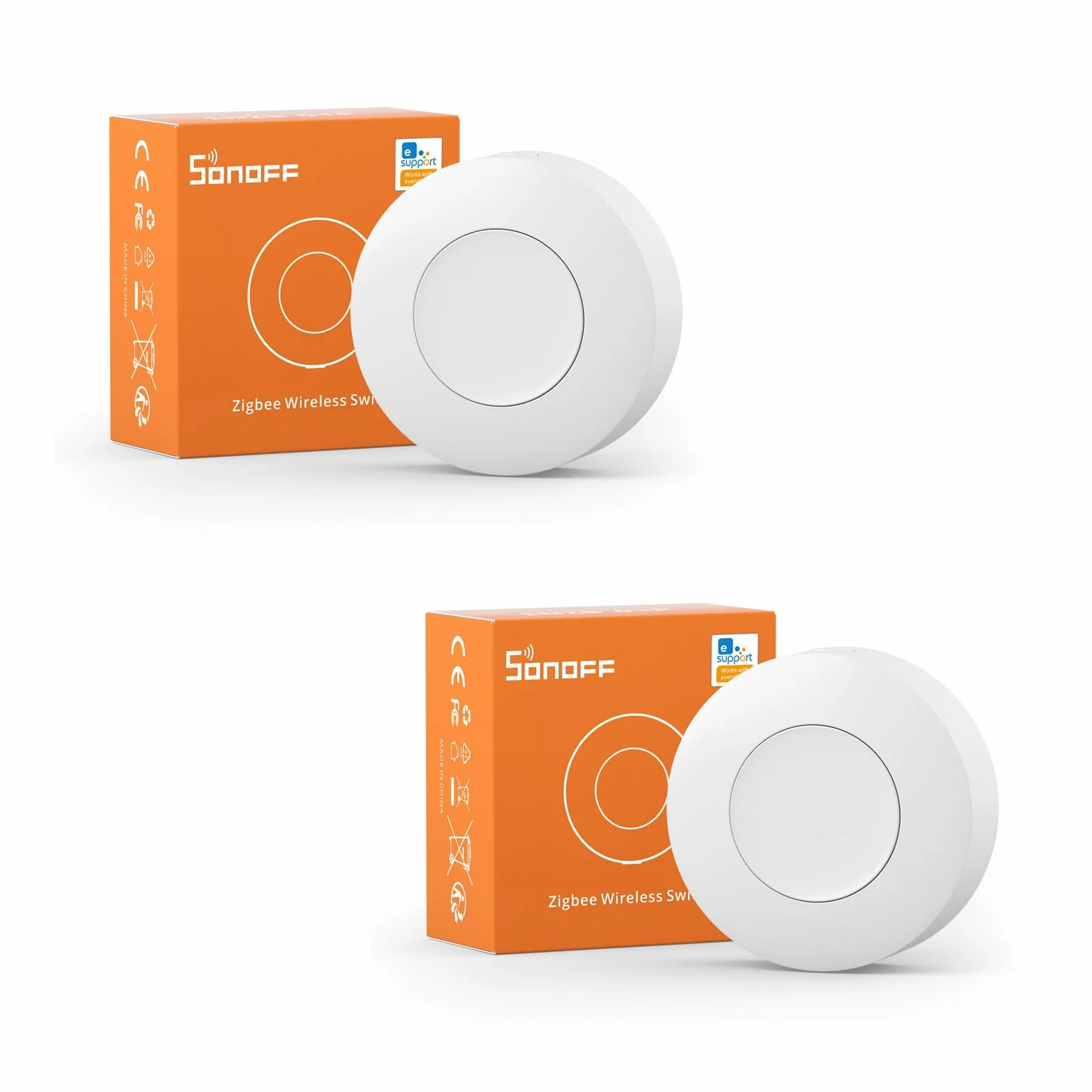 SONOFF Zigbee Mini Interruttore Smart, 2Pcs SNZB-01P Interruttore Touch Luce, Pulsante di Controllo Multifunzionale a 3 Vie per Dispositivi Domestici Intelligenti, Compatibile con Alexa, IFTTT