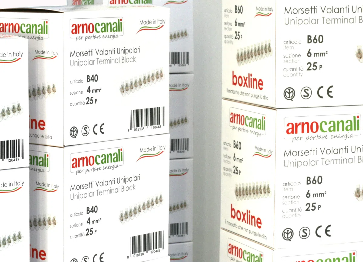 Arnocanali - 100 Morsetti unipolari in stecche da 10 poli , 10 mmq