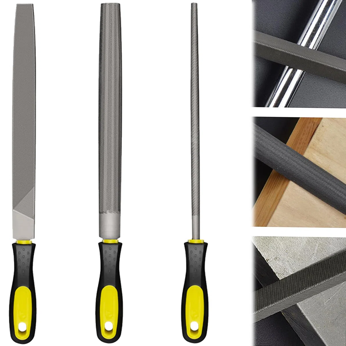 3 Pezzi Set Di Lime Per Legno, Set Di Raspe Di Alta Qualità, Comprende Raspa Piatte, Raspa Rotonde, Raspa Semitonde, Strumenti Di Lavoro Per Limare Metallo, Legno, Plastica, Modellare
