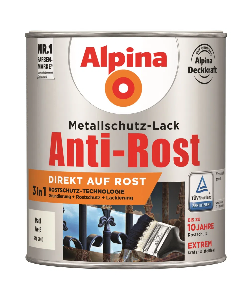 Alpina Vernice protettiva in metallo antiruggine bianco 750 ml opaco