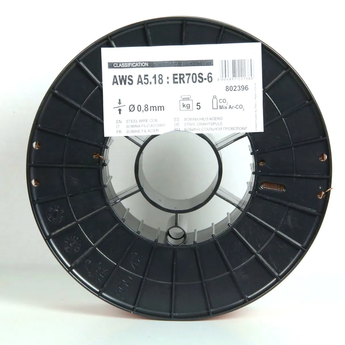 Telwin 802396 Bobina Filo Acciaio D. 0.8 mm 5 kg per Saldatura, 0.1 V, Marrone, 0.8 mm - 5 kg