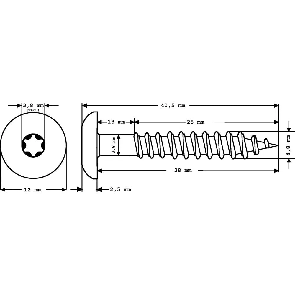 Viti per facciate in acciaio inox V2A/V4a, Bianco