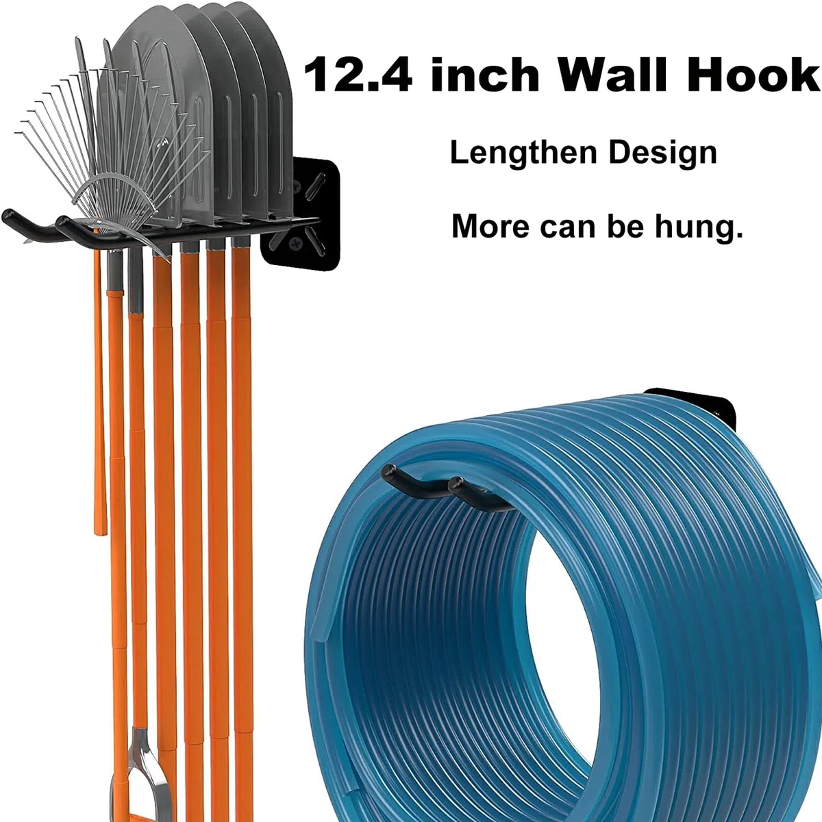 Ganci da Muro in Metallo per Garage - Doppio Supporto per Biciclette e Utensili con Peso Massimo 80 KG, 2 Pezzi per Tubo Flessibile