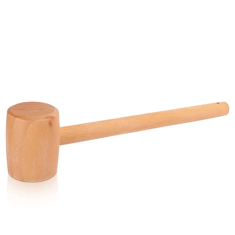 Martello in Legno Resistente, per la Lavorazione del Legno e Stampa su Pelle, con Manico in Legno di Faggio Ergonomico, Peso 185g, Lunghezza 295mm