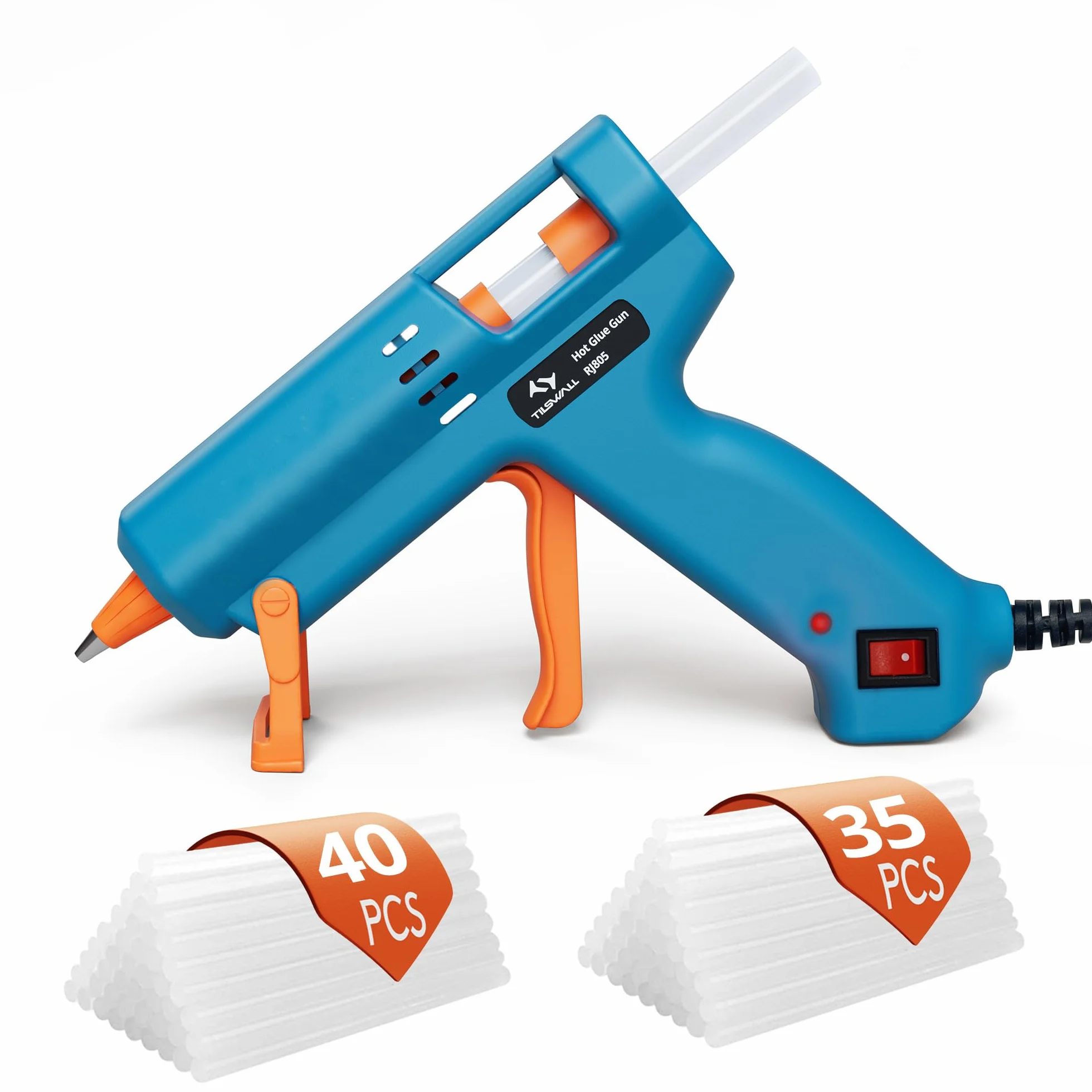 Pistola per colla a caldo Tilswall 50 W con 75 stick di colla 7 mm x 130 mm, pistola per colla a caldo per la scuola, il fai da te, l'artigianato artistico e le riparazioni rapide in casa
